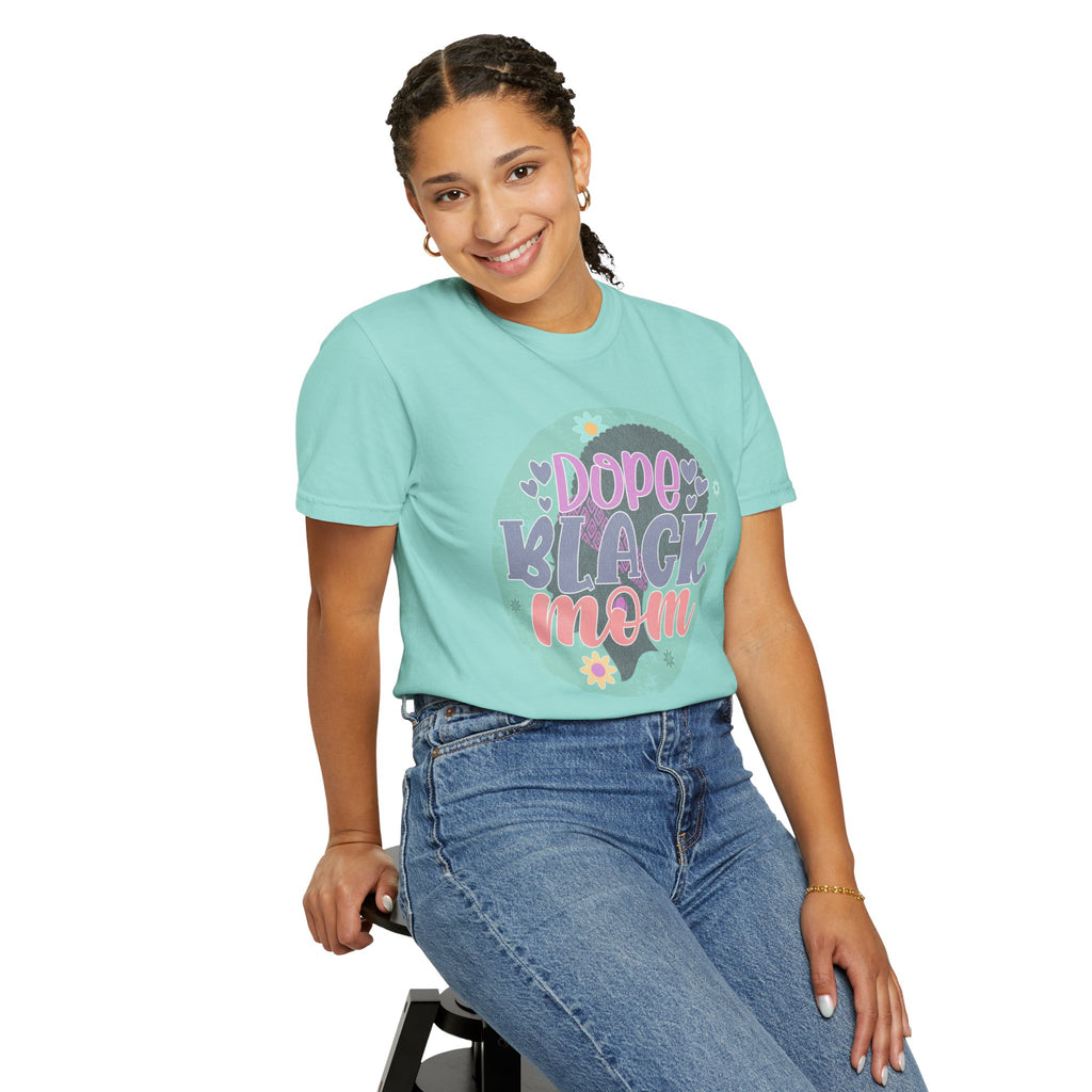 Dope Black Mom Textured T-Shirt — Retro Floral Pride Tee for Black Mothers