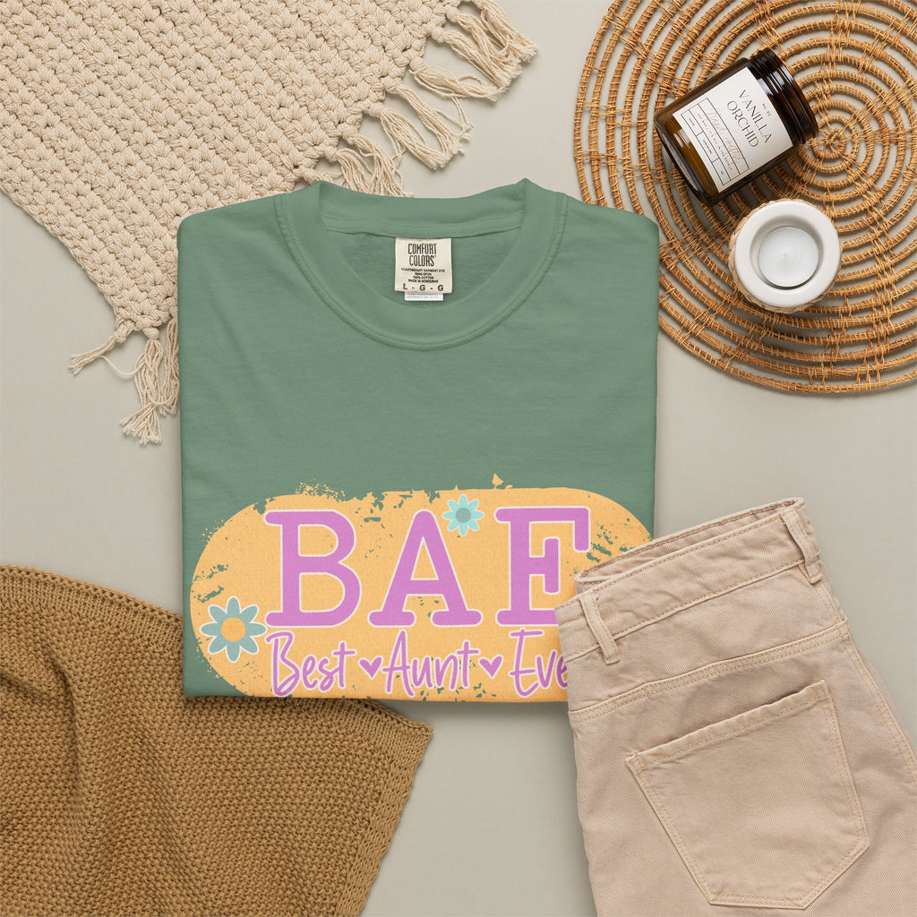 BAE Best Aunt Ever Textured T-Shirt — Floral Retro Graphic Tee for Cool Aunts