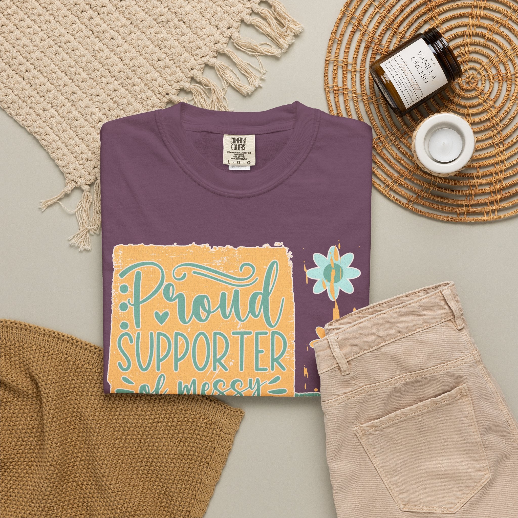 Proud Supporter of Messy Hair and Sweatpants Textured T-Shirt