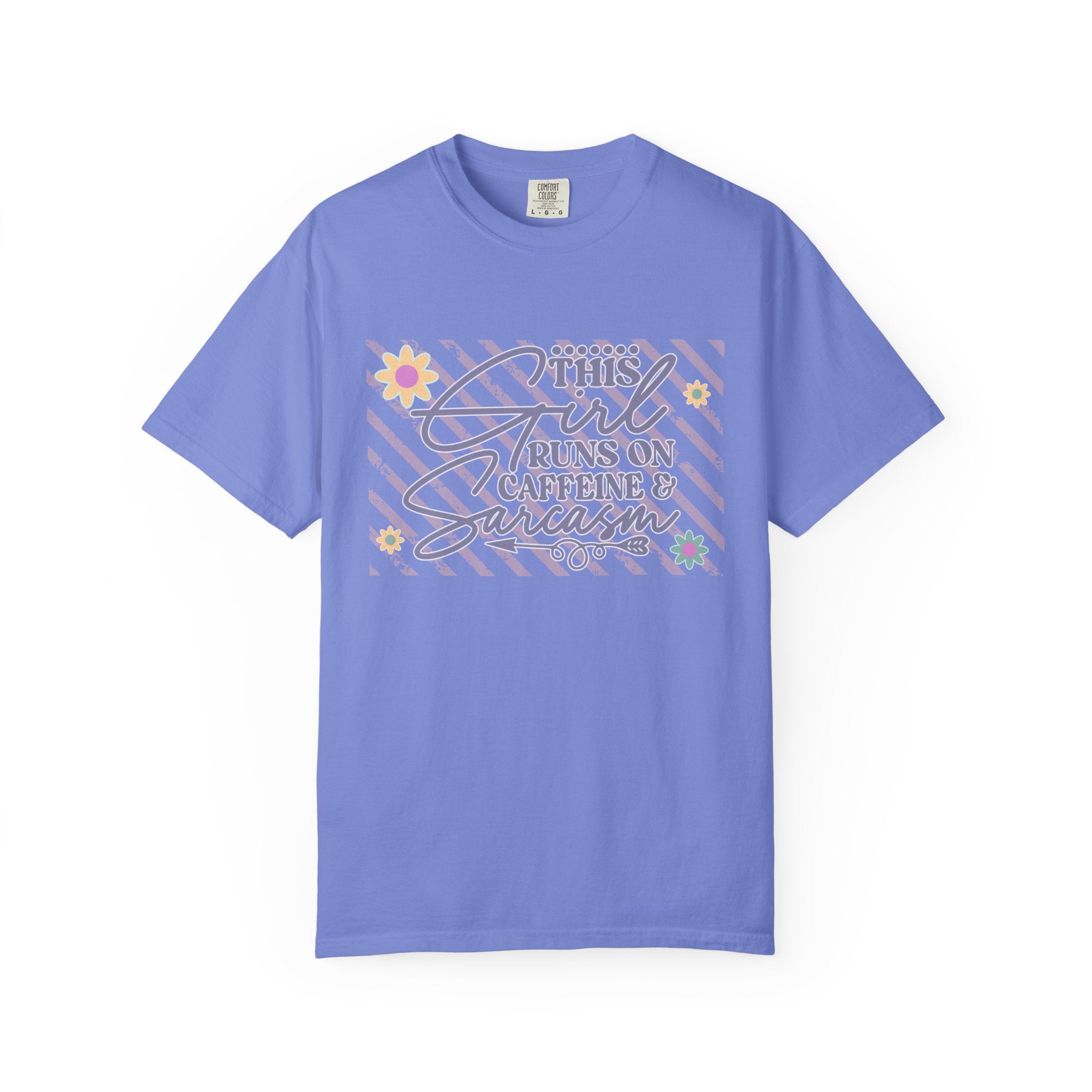 This Girl Runs On Caffeine & Sarcasm  — Textured Women's Graphic T-Shirt