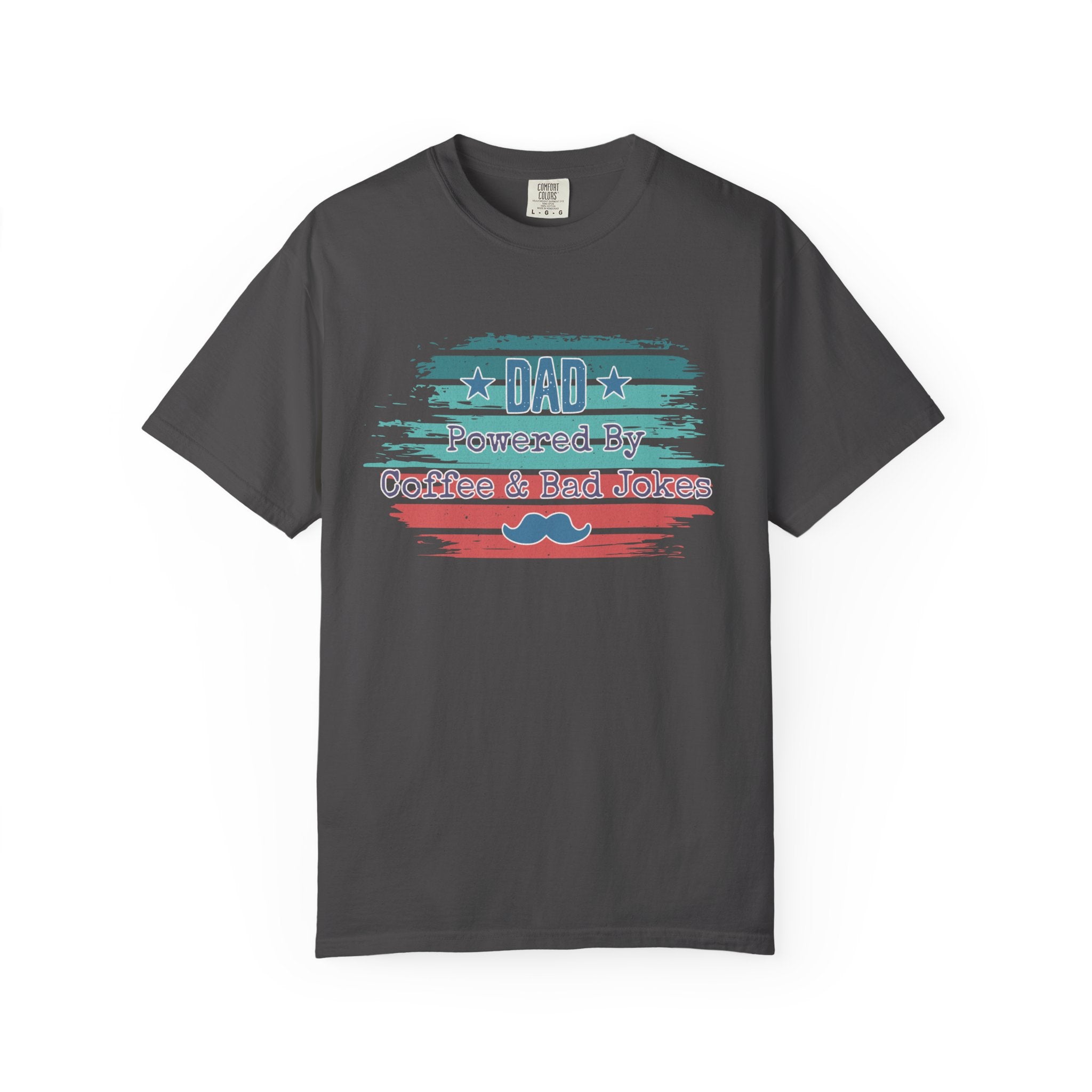 Dad "Powered by Coffee & Bad Jokers" Textured T-Shirt