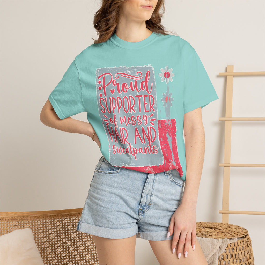 Supporter of Messy Hair & Sweatpants Textured T-Shirt