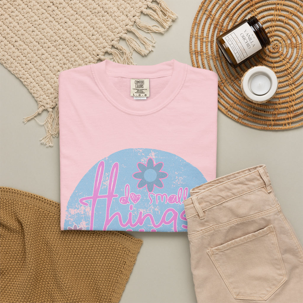 Textured T‑Shirt — "Do Small Things With Great Love" Floral Graphic