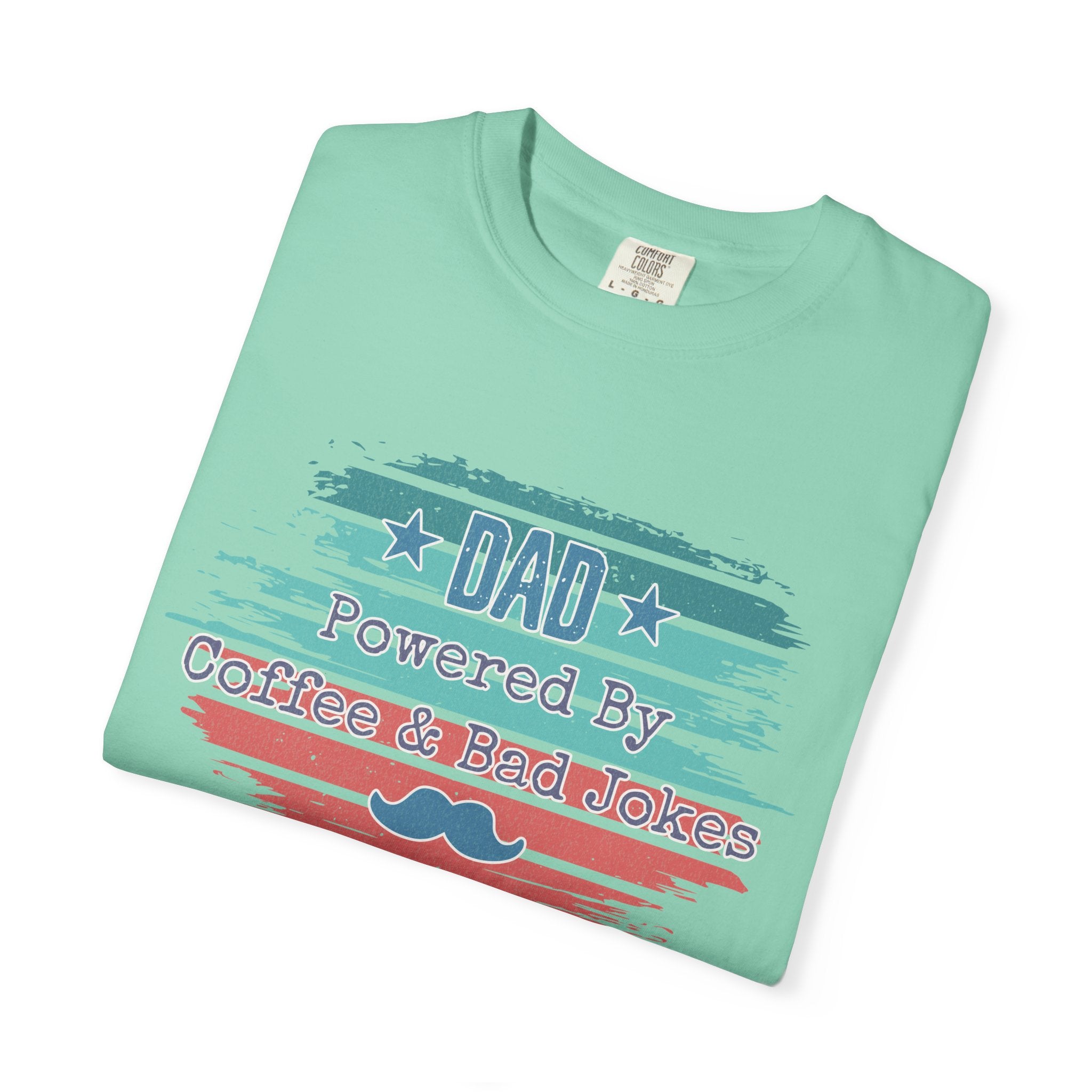 Dad "Powered by Coffee & Bad Jokers" Textured T-Shirt