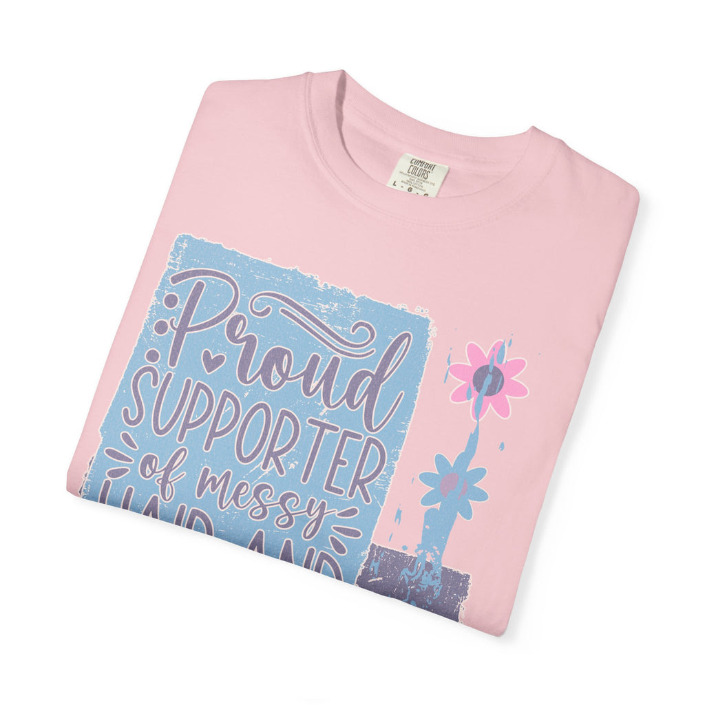 Supporter of Messy Hair & Sweatpants Textured T-Shirt