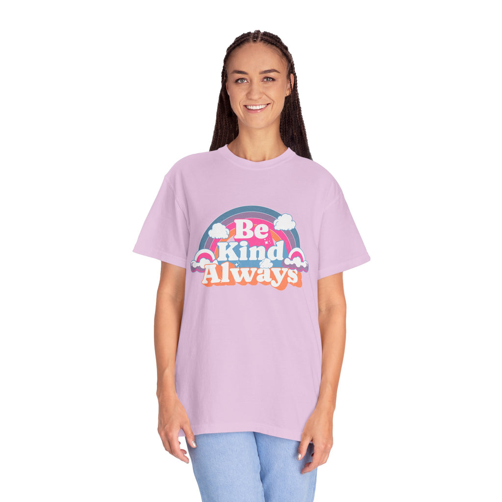 Be Kind Always Textured T-Shirt — Retro Rainbow Graphic Tee