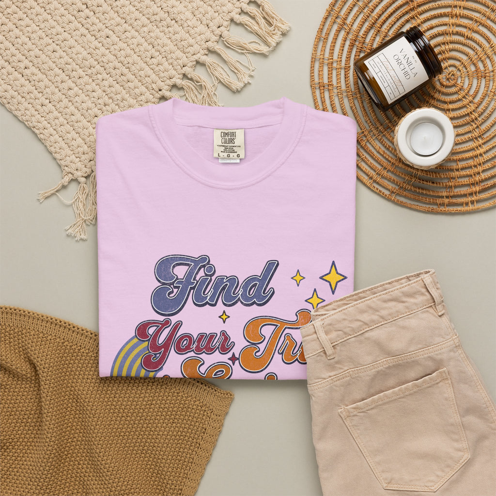 Textured Find Your True Spirit T-Shirt — Retro Rainbow Typography Tee