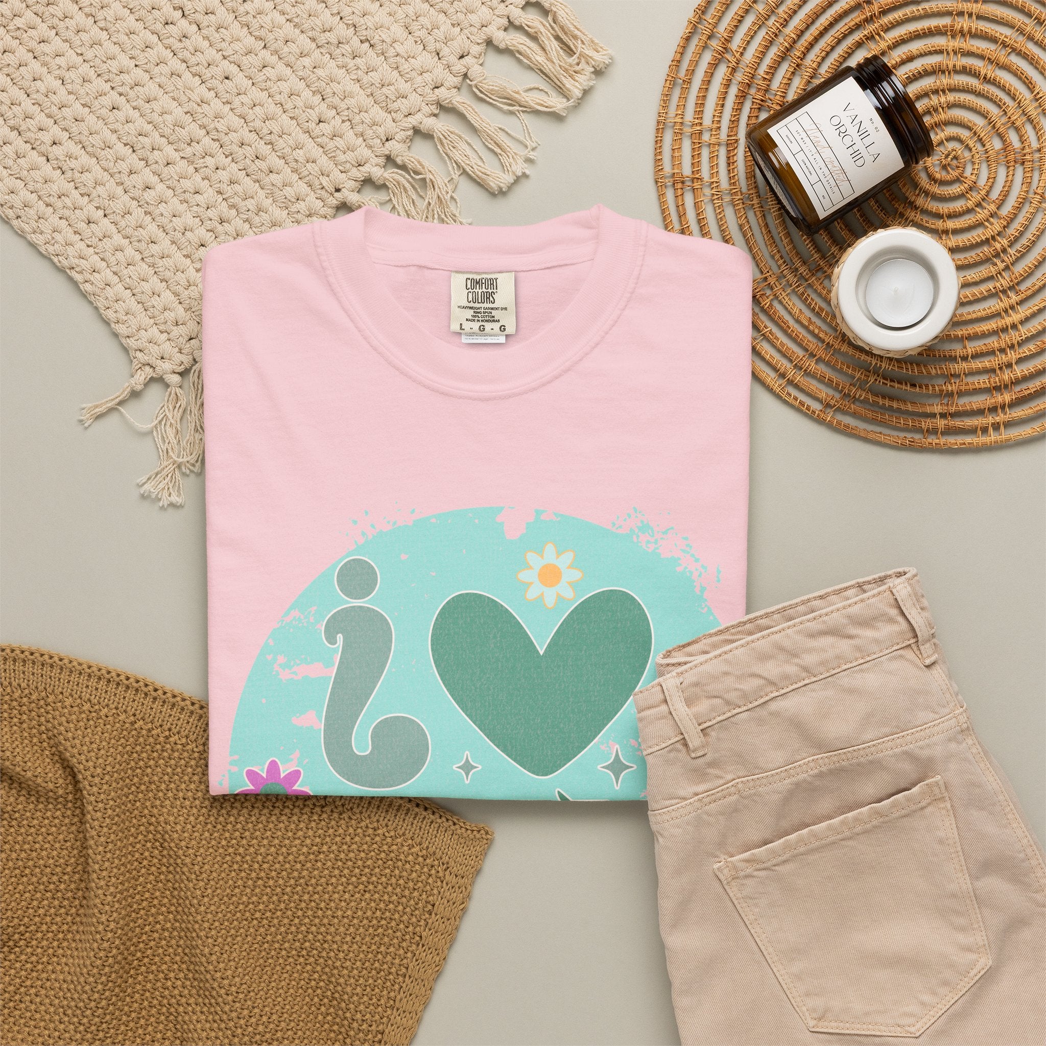 Funny Retro Self Love Textured Tee — Retro Floral Love Tee