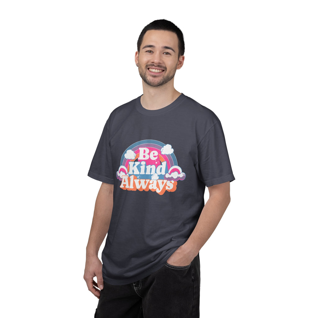 Be Kind Always Textured T-Shirt — Retro Rainbow Graphic Tee