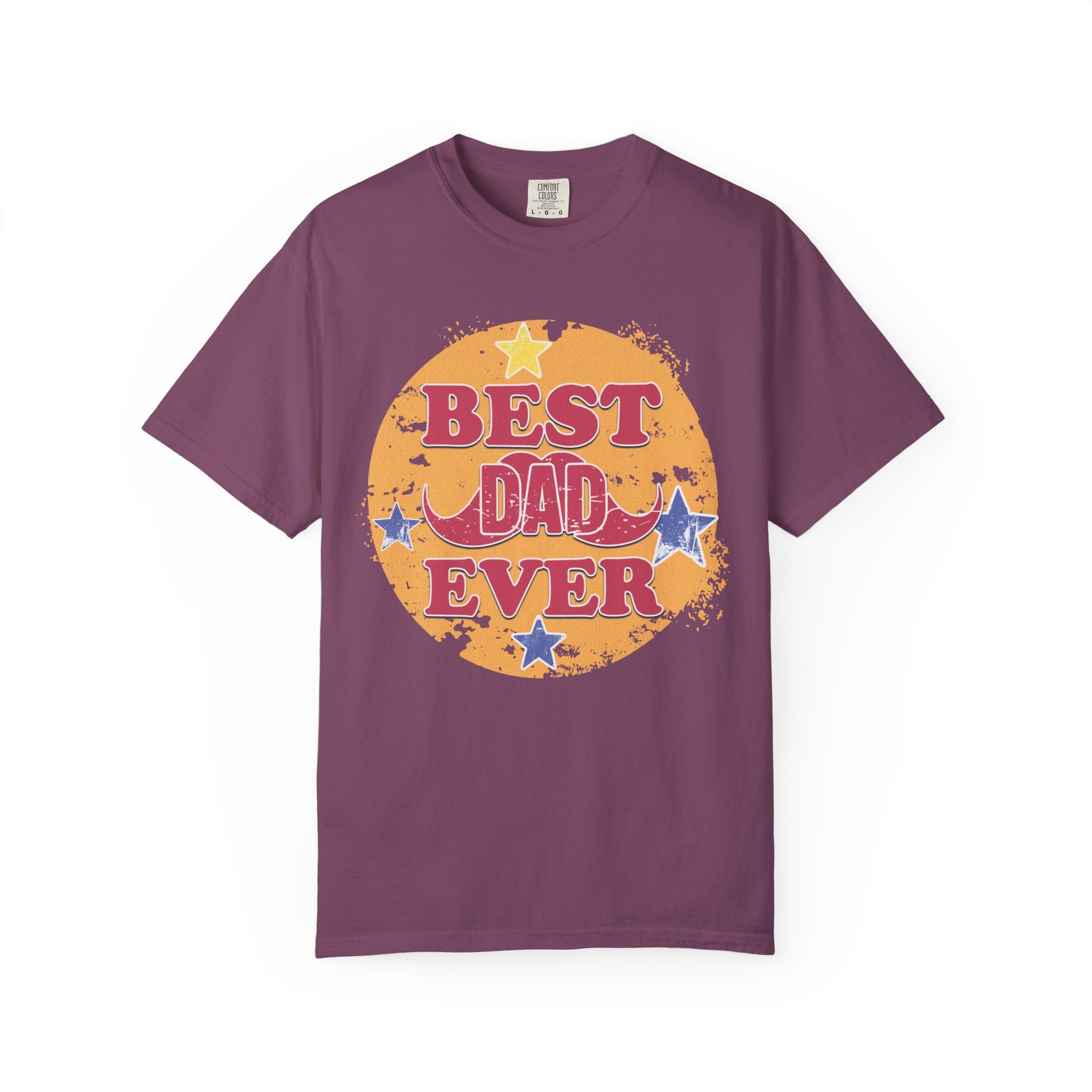 Best Dad Ever Textured T-Shirt — Retro Stars Father's Day Tee