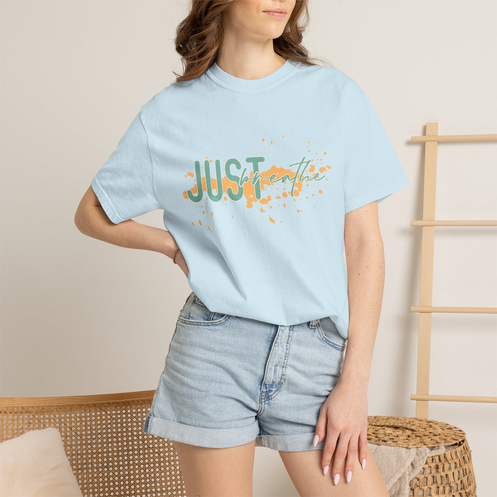 Just Breathe Textured T-Shirt — Relaxed Inspirational Graphic Tee