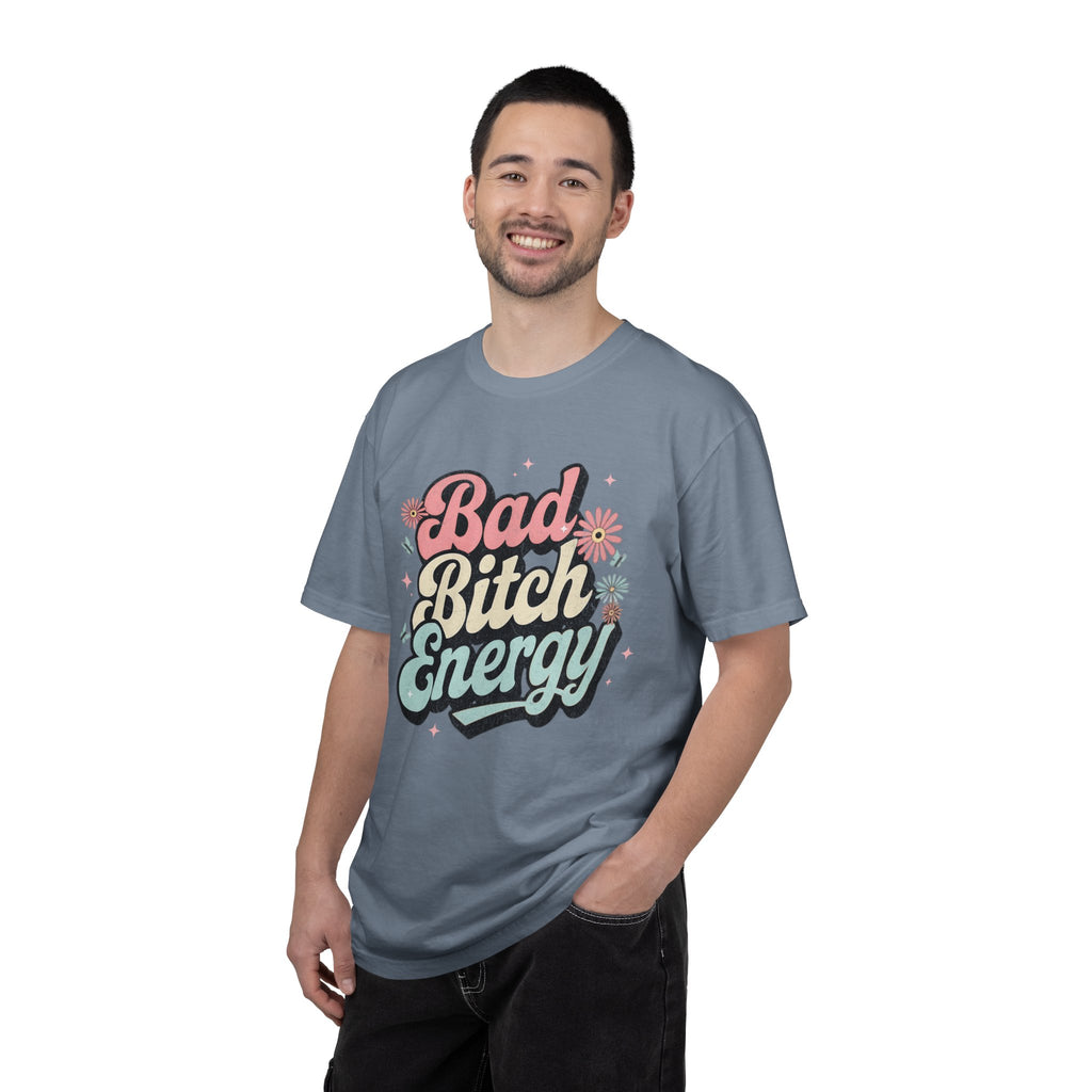 Bad Bitch Energy T-shirt |Textured Retro Script Floral Graphic