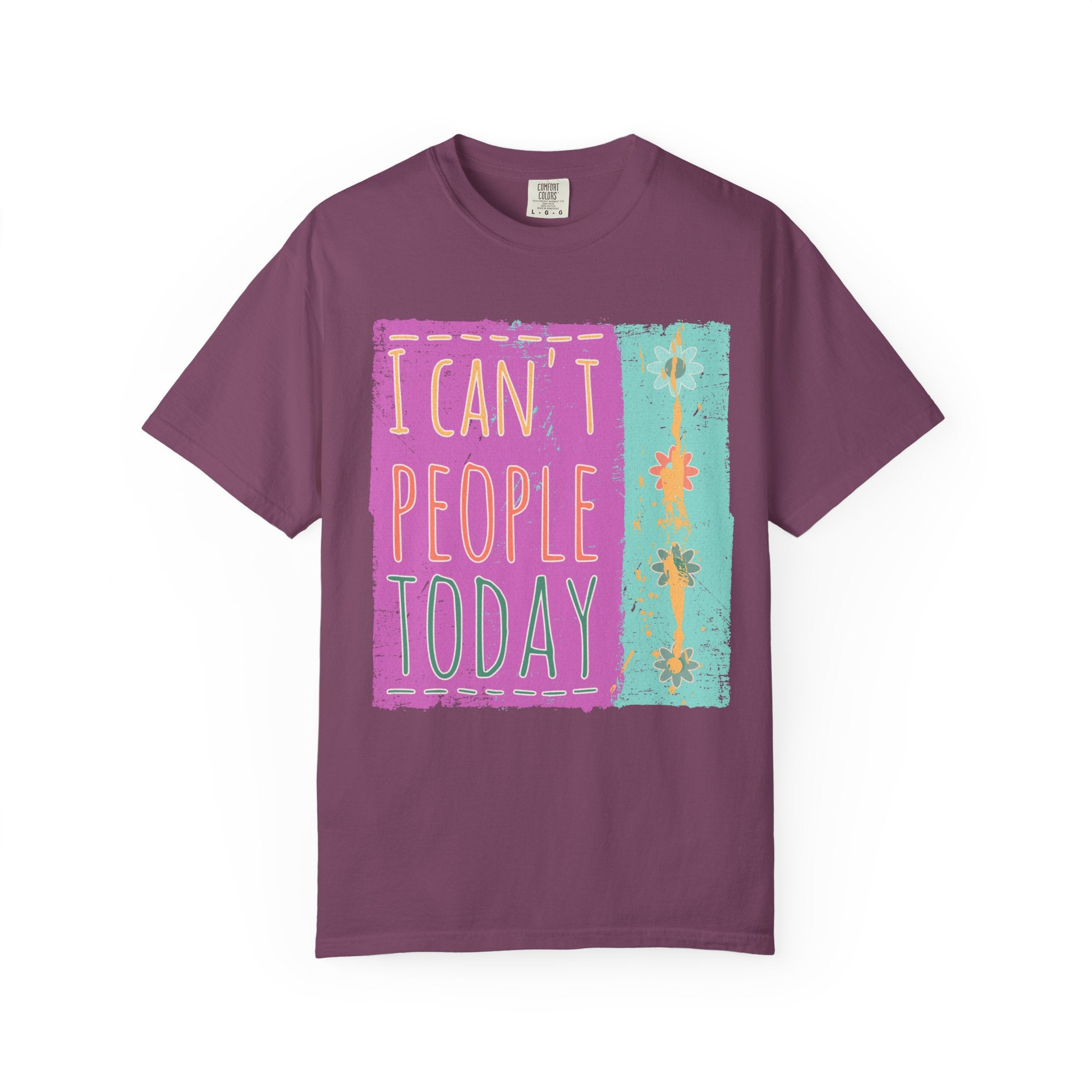 Textured I Can't People Today T-Shirt — Funny Introvert Graphic Tee
