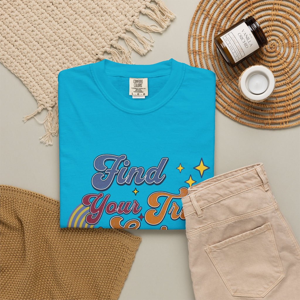 Textured Find Your True Spirit T-Shirt — Retro Rainbow Typography Tee