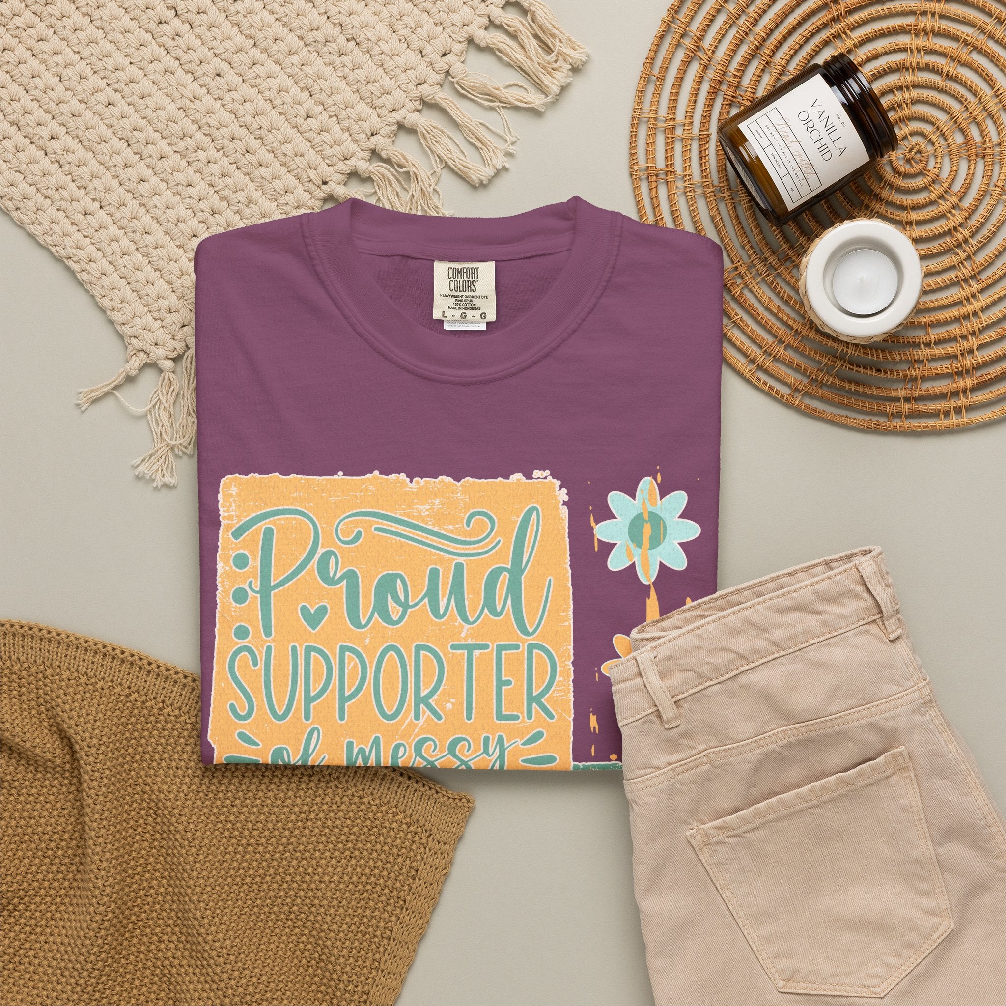 Proud Supporter of Messy Hair and Sweatpants Textured T-Shirt