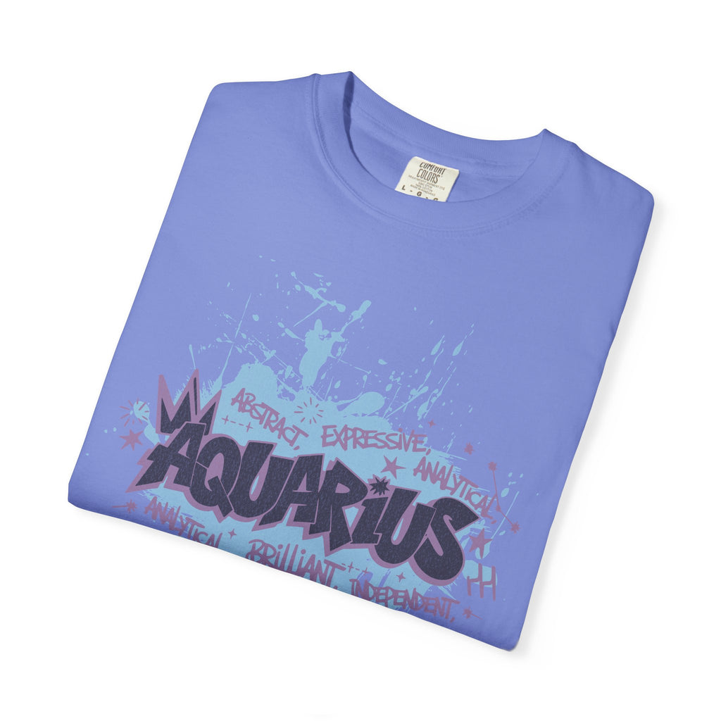 Aquarius Zodiac Textured T-Shirt — Water-Bearer Horoscope Tee