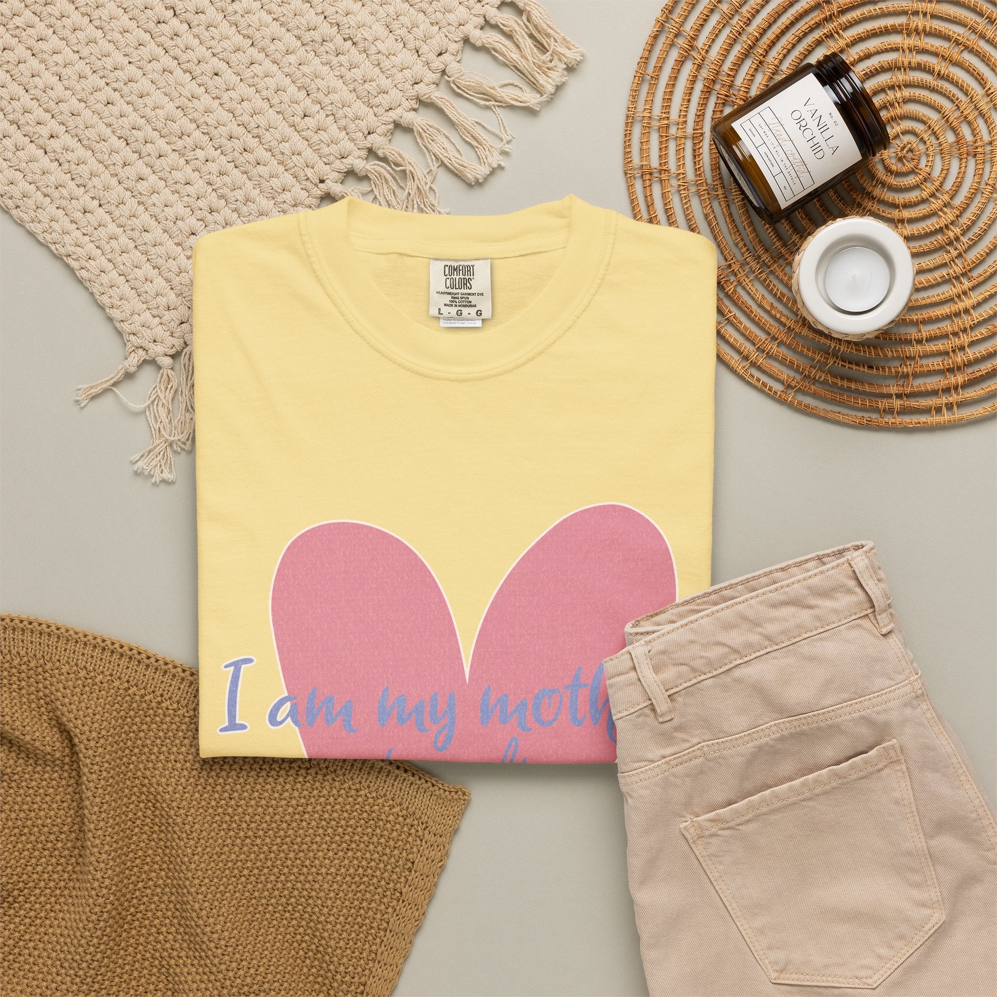 I Am My Mother's Daughter Textured T-Shirt — Pink Heart Mother's Day Tee