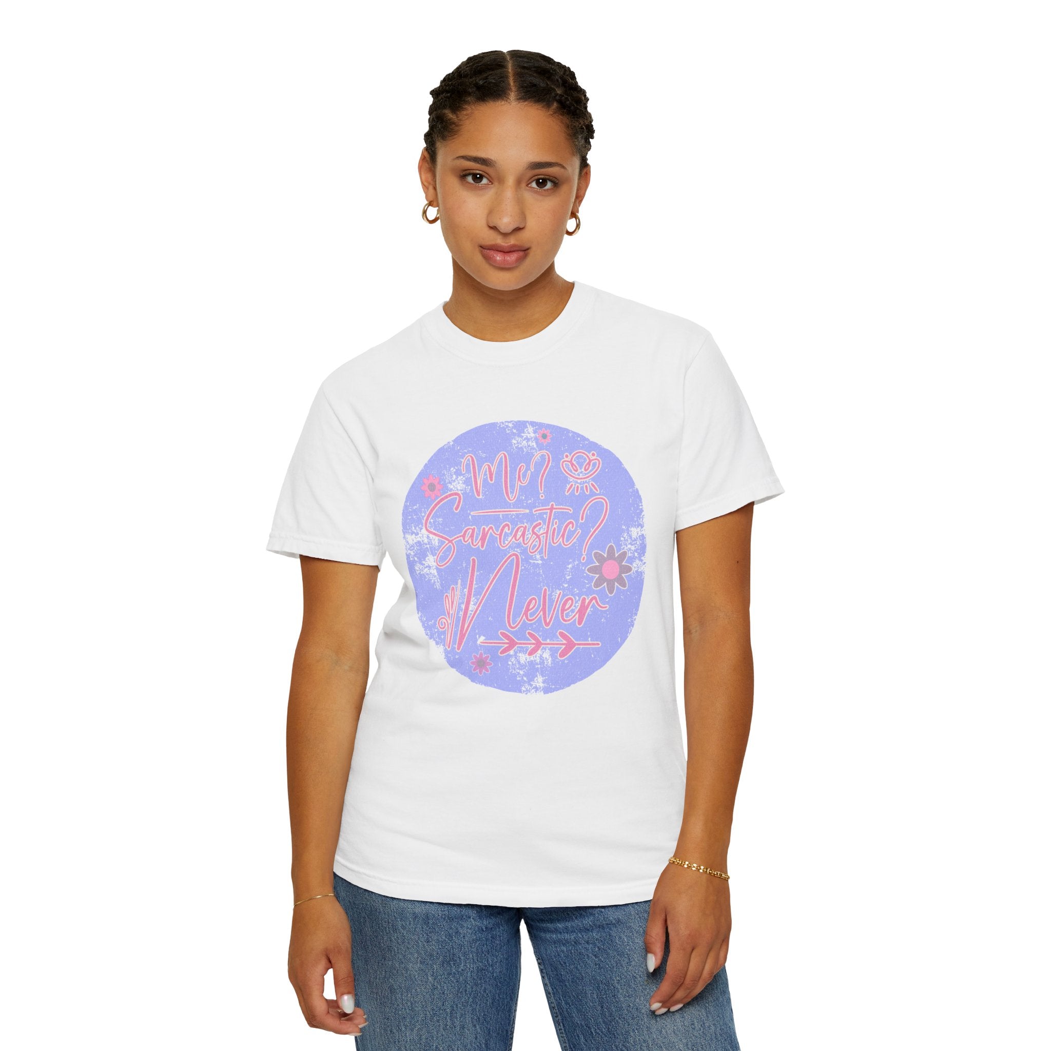 Me Sarcastic Textured Floral T‑Shirt — Retro Pastel Circle Graphic Tee