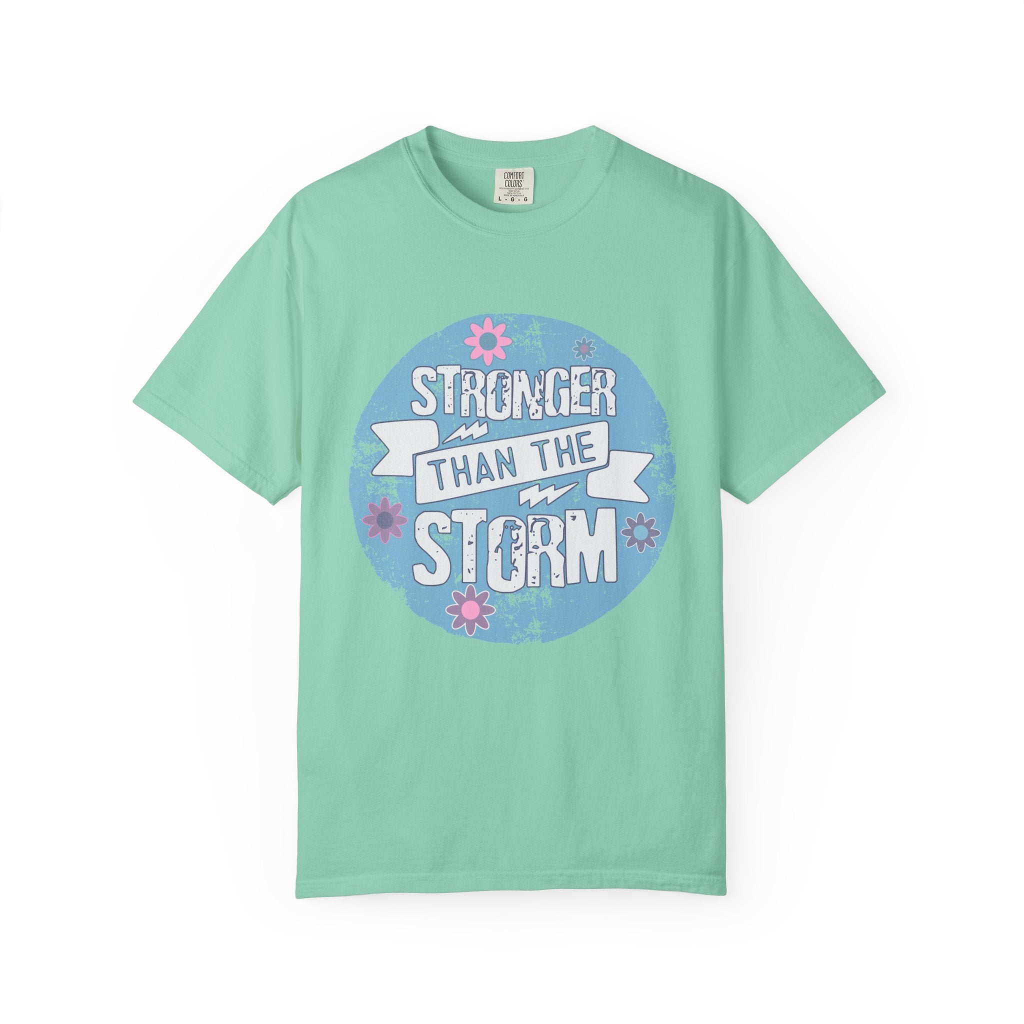 Textured  Stronger Than The Storm T-Shirt — Inspirational Resilience Graphic Tee