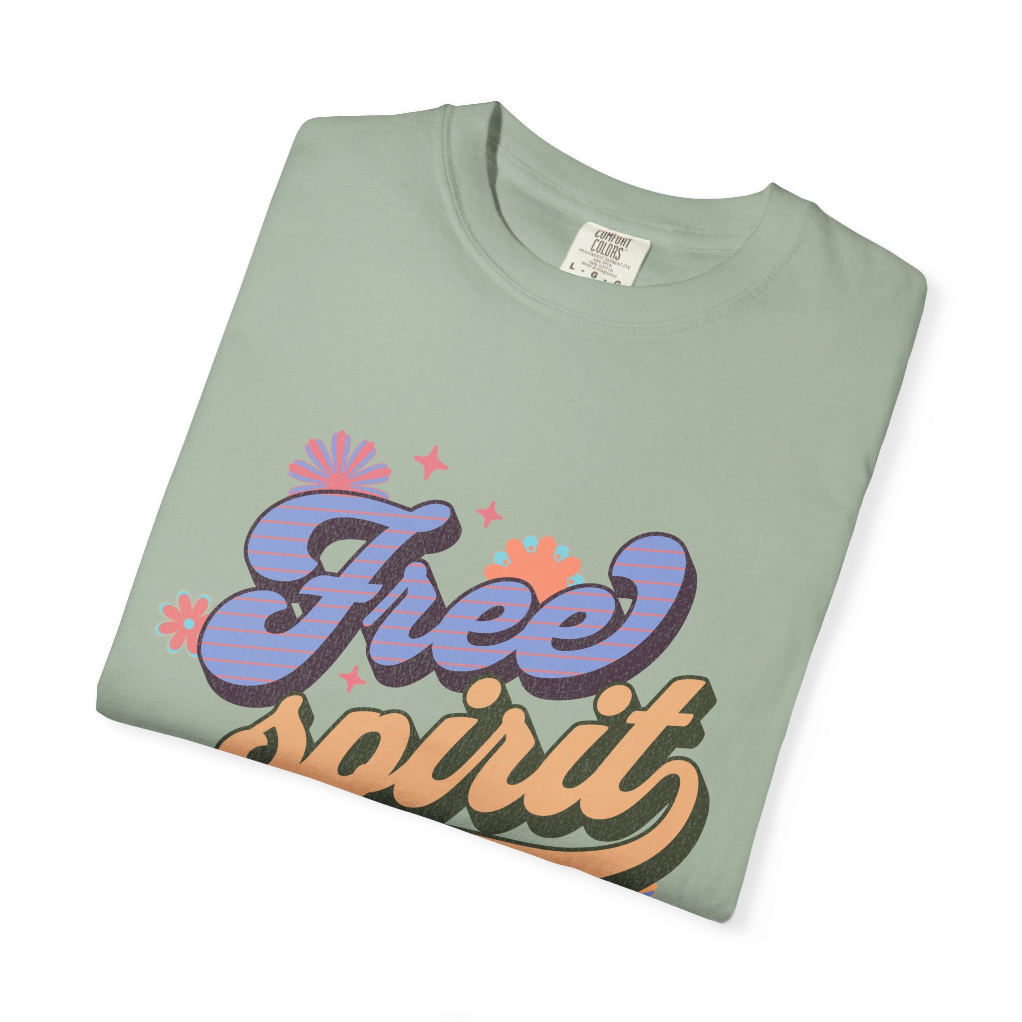 Textured Free Spirit T-Shirt — Retro Hand-Lettered Graphic Tee