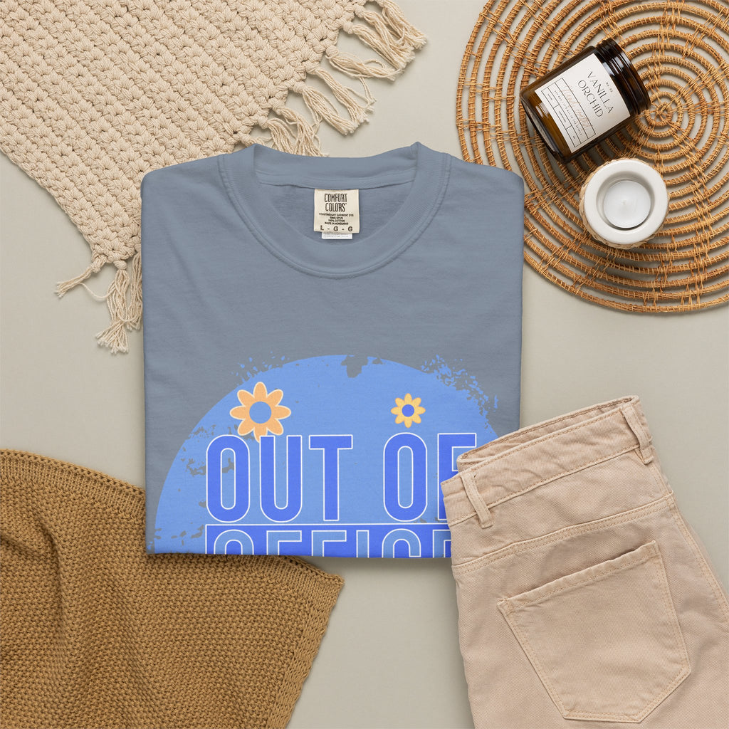 Out of Office Textured T-Shirt — Retro Floral Vacation Tee