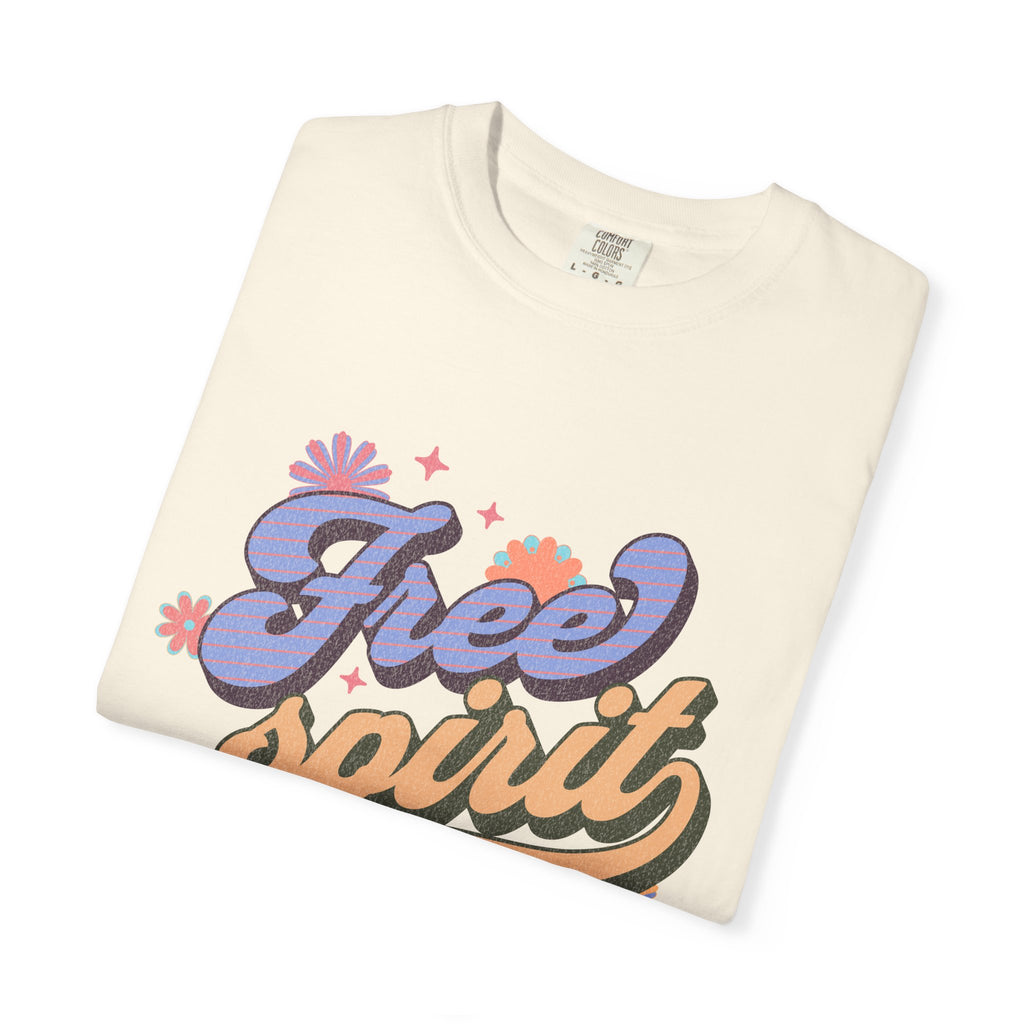 Textured Free Spirit T-Shirt — Retro Hand-Lettered Graphic Tee