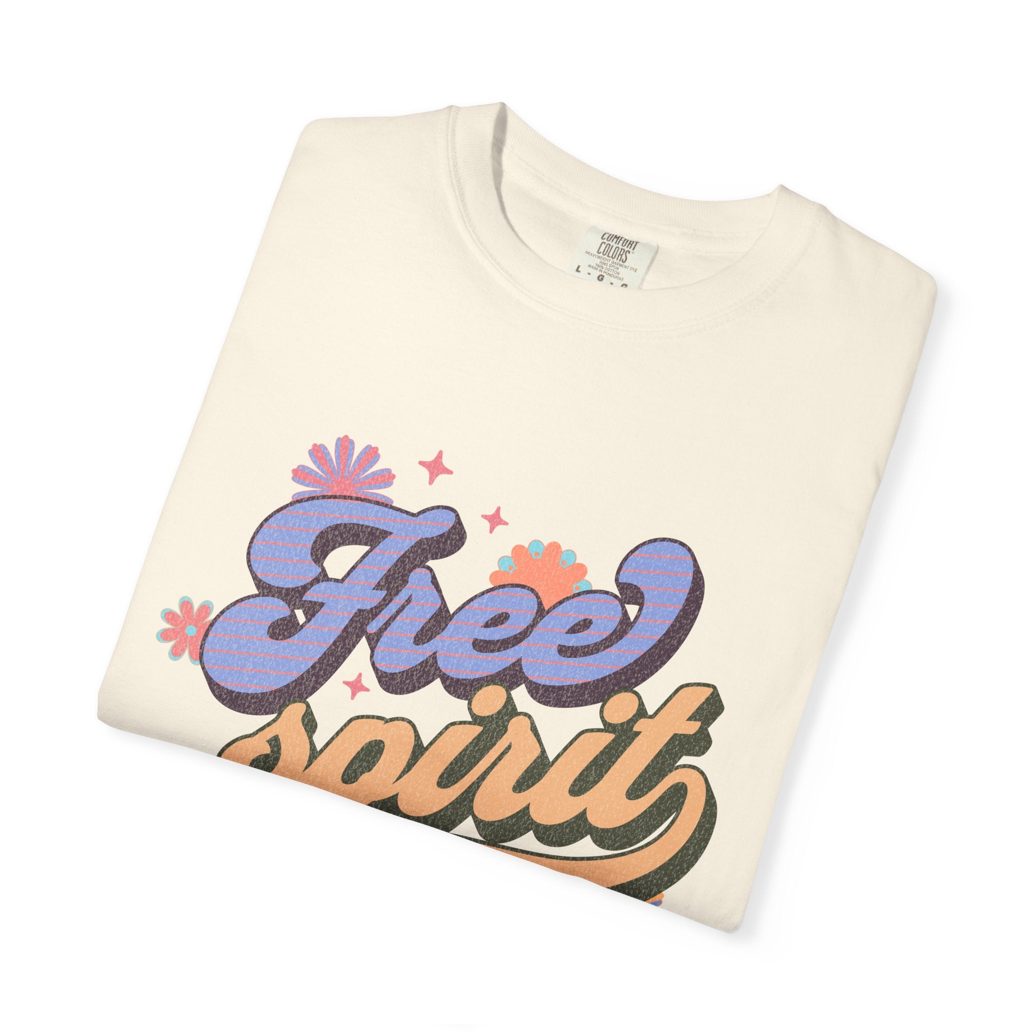 Textured Free Spirit T-Shirt — Retro Hand-Lettered Graphic Tee