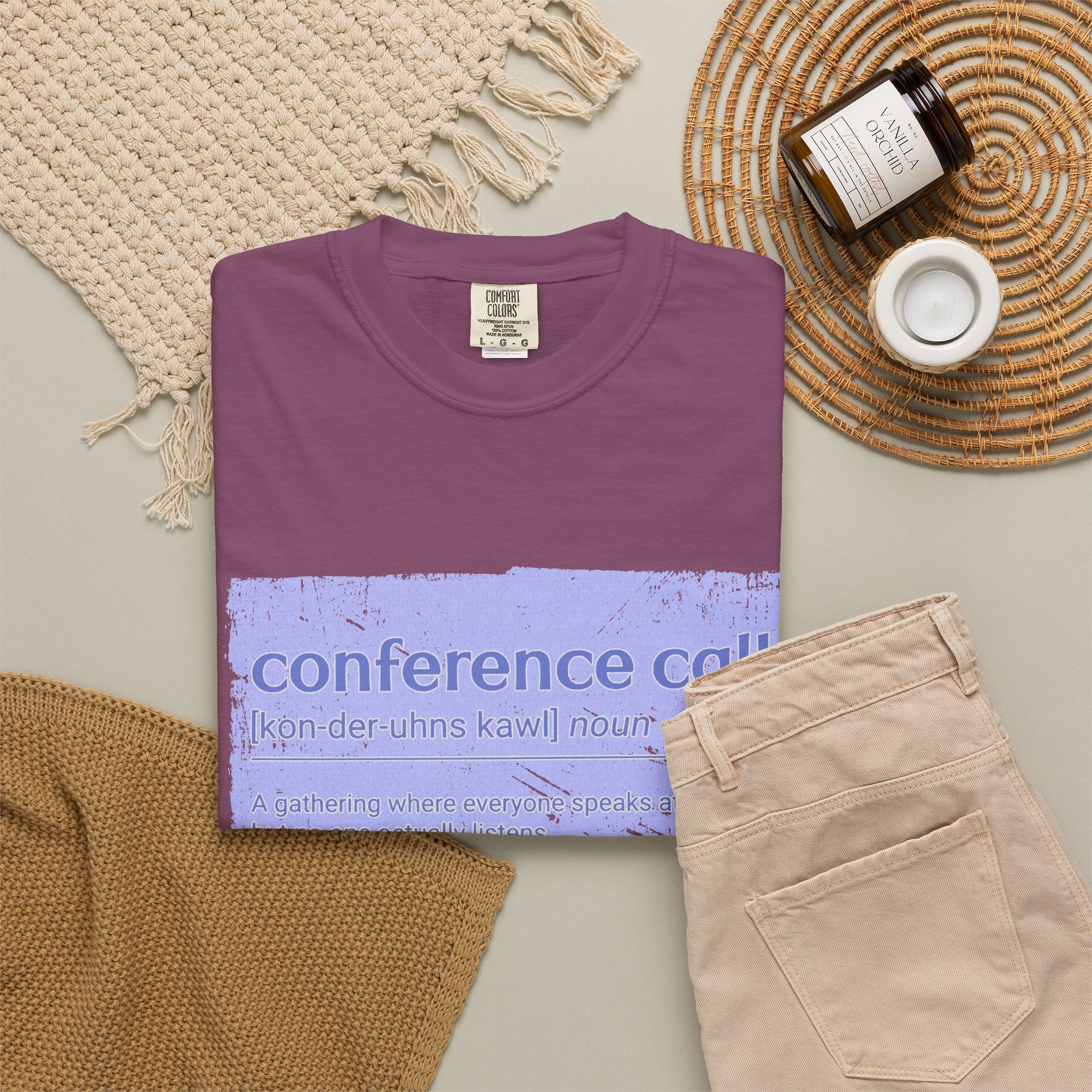 Conference Call Textured T-Shirt – Funny Work-From-Home Graphic Tee