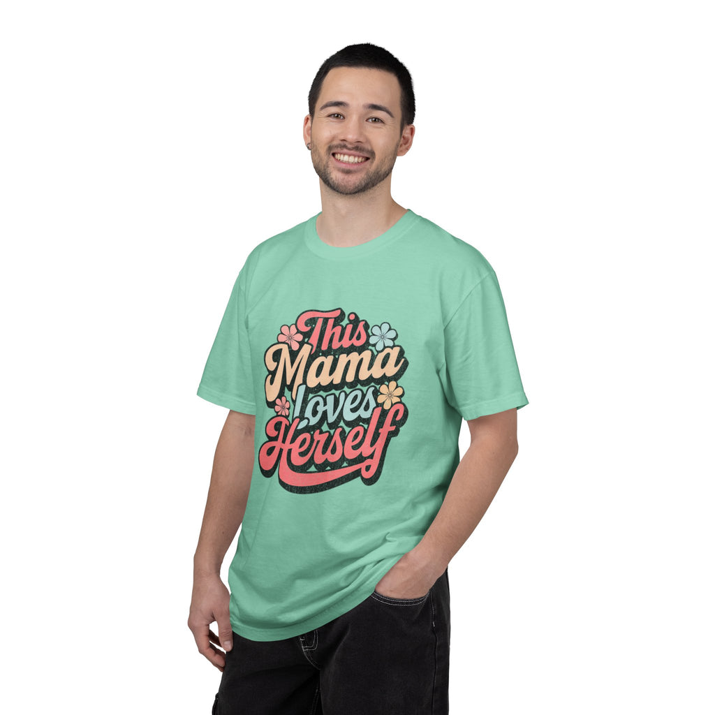 This Mama Loves Herself T-Shirt |Textured Retro Floral Typography