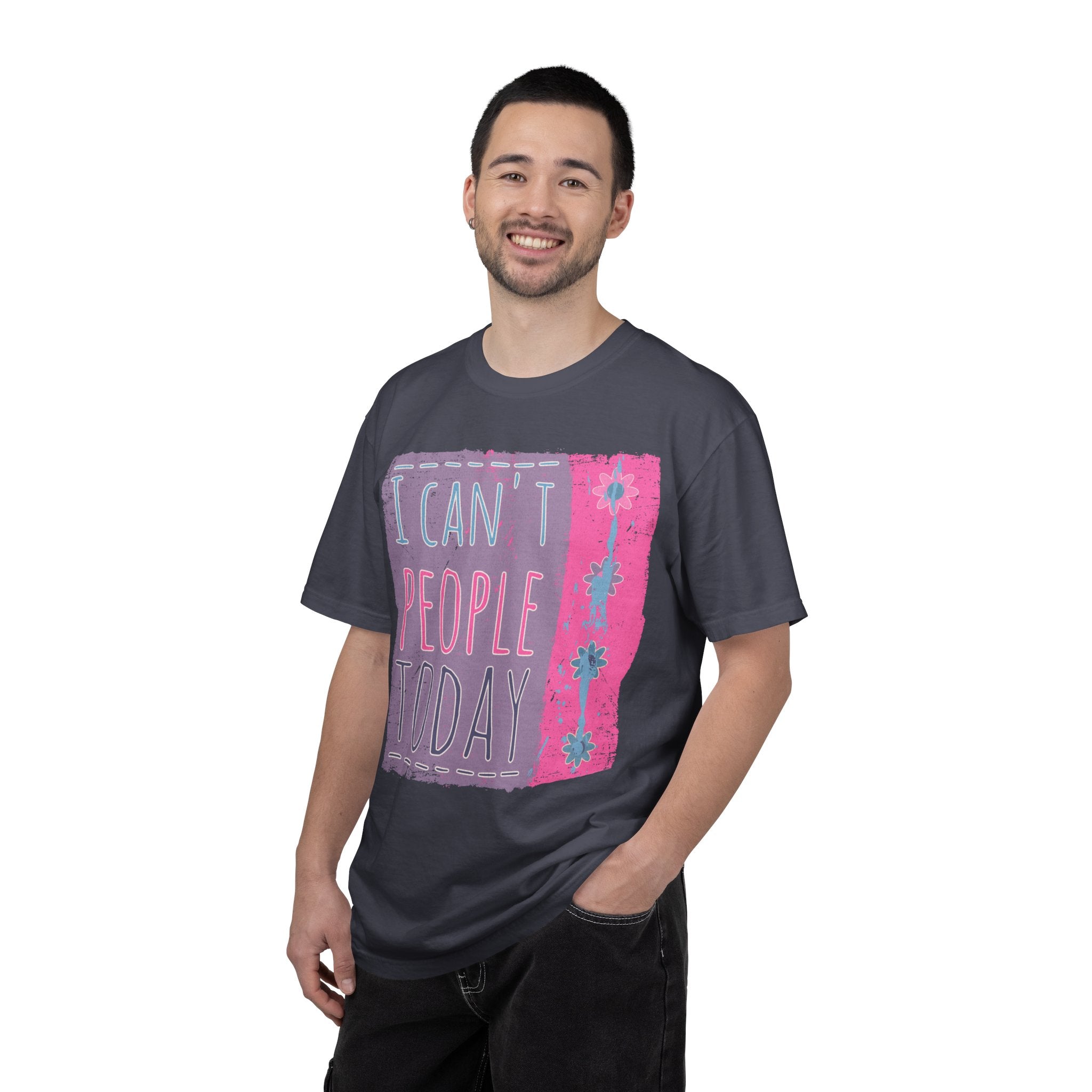 I Can't People Today Textured T-Shirt – Funny Introvert Graphic Tee