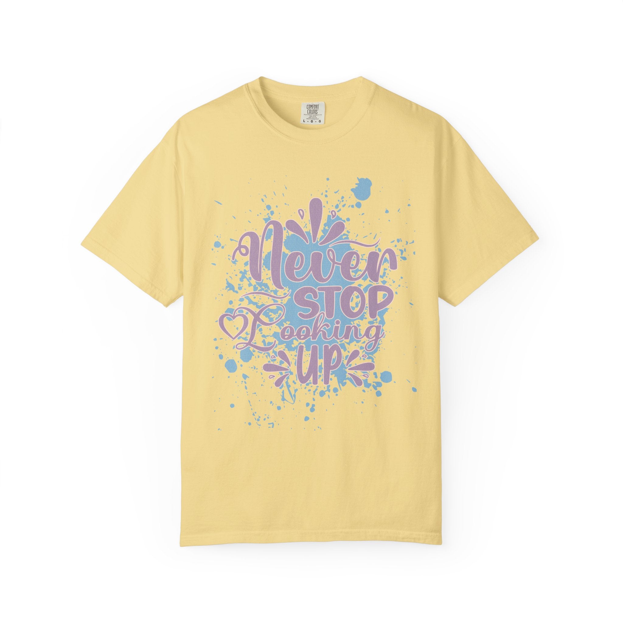 Retro Never Stop Looking Up Tee Textured Inspirational Graphic T-Shirt