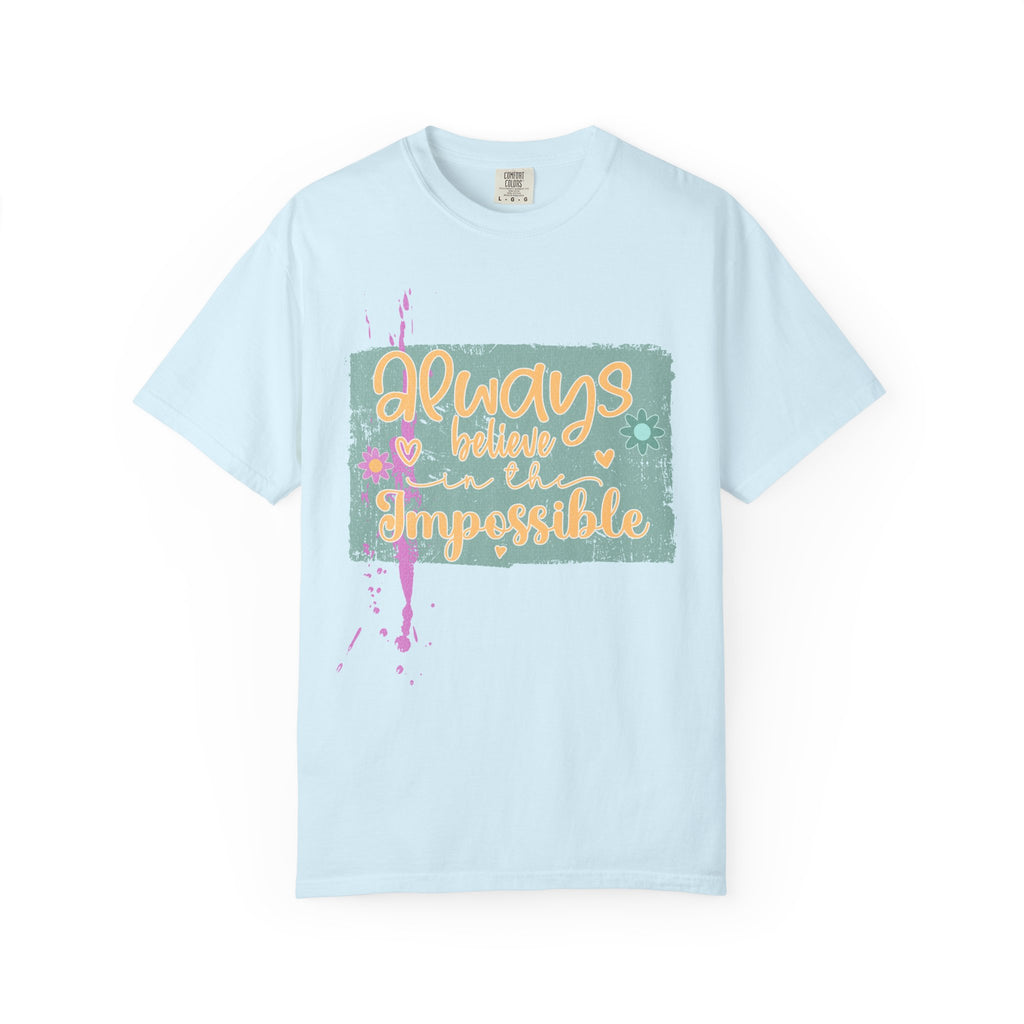 Textured Retro Believe In Impossible Unisex Garment-Dyed T-shirt
