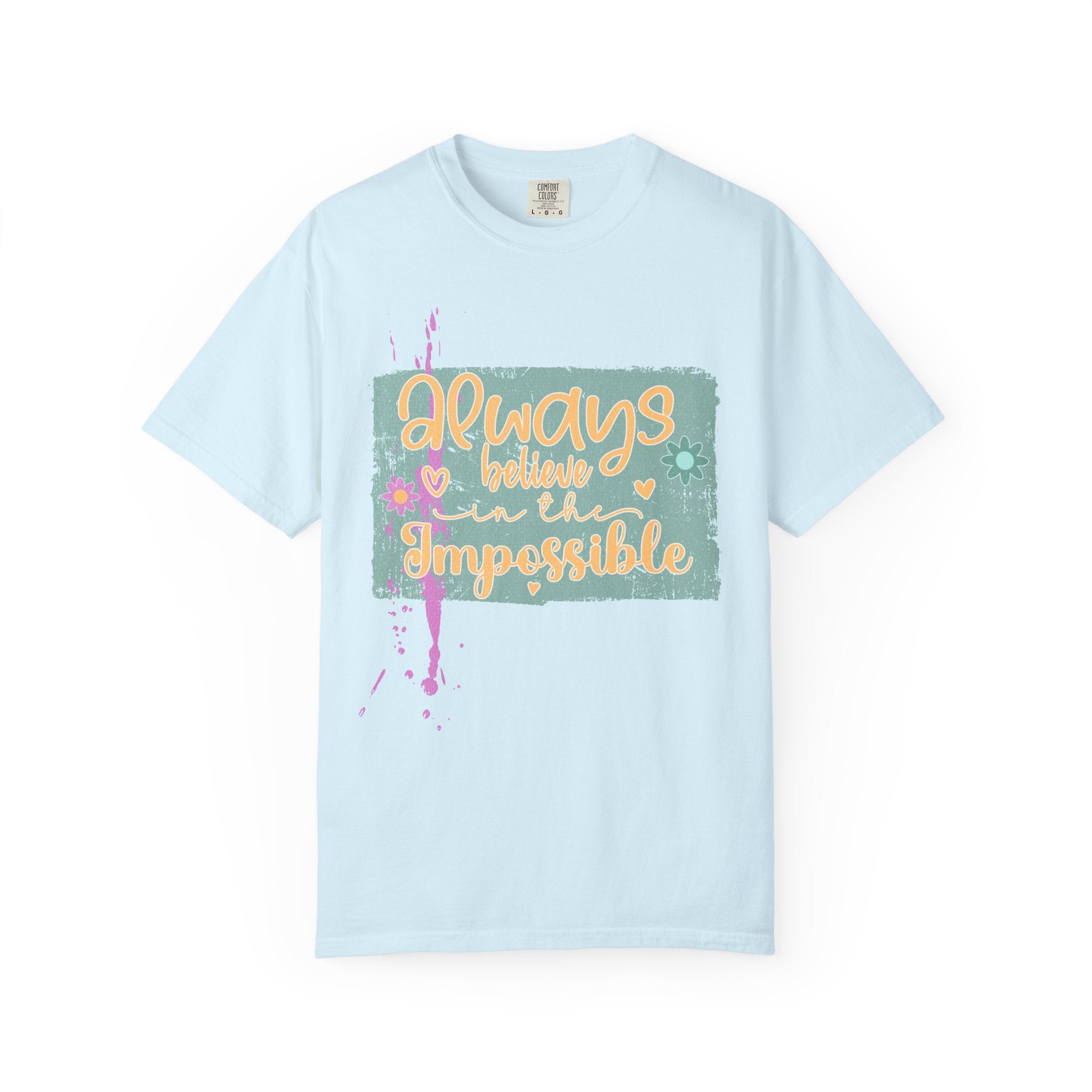 Textured Retro Believe In Impossible Unisex Garment-Dyed T-shirt