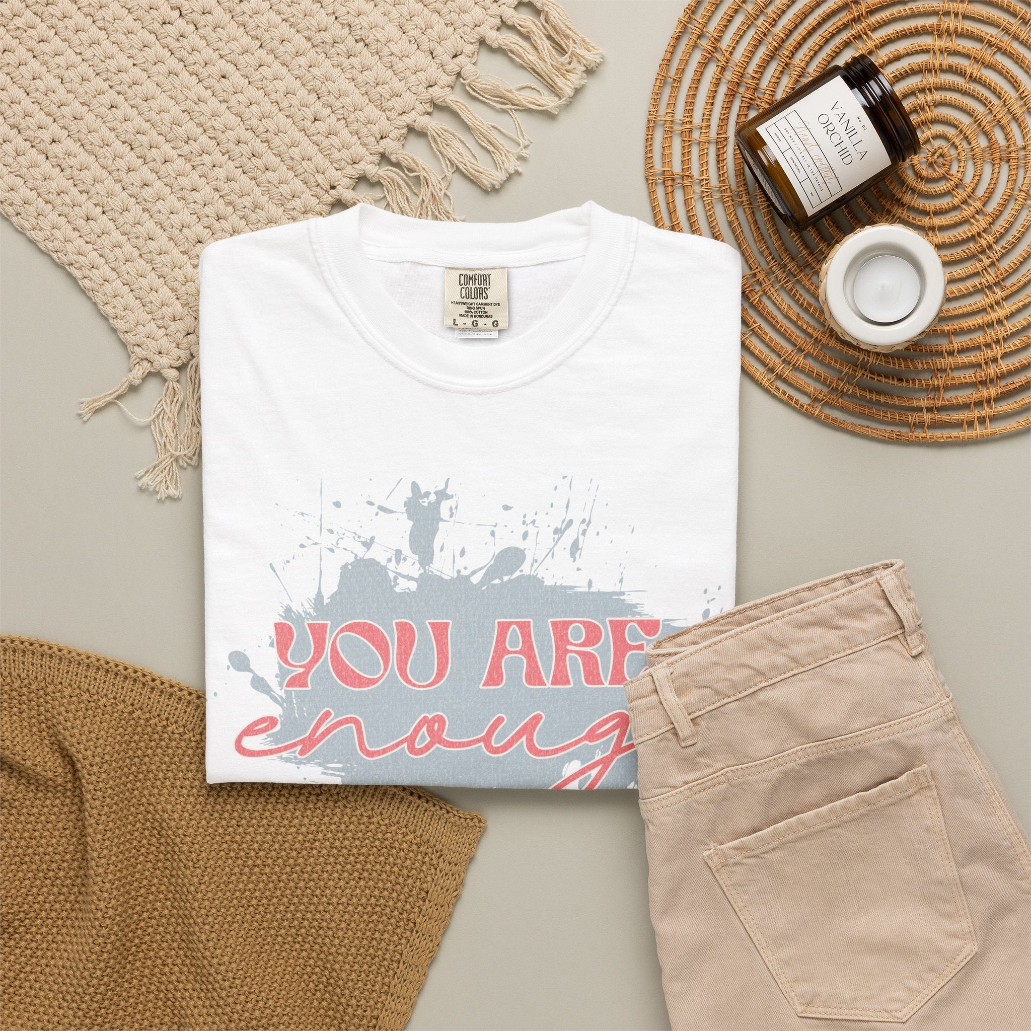 You Are Enough Textured Tee — Inspirational Positive Message Graphic T-Shirt