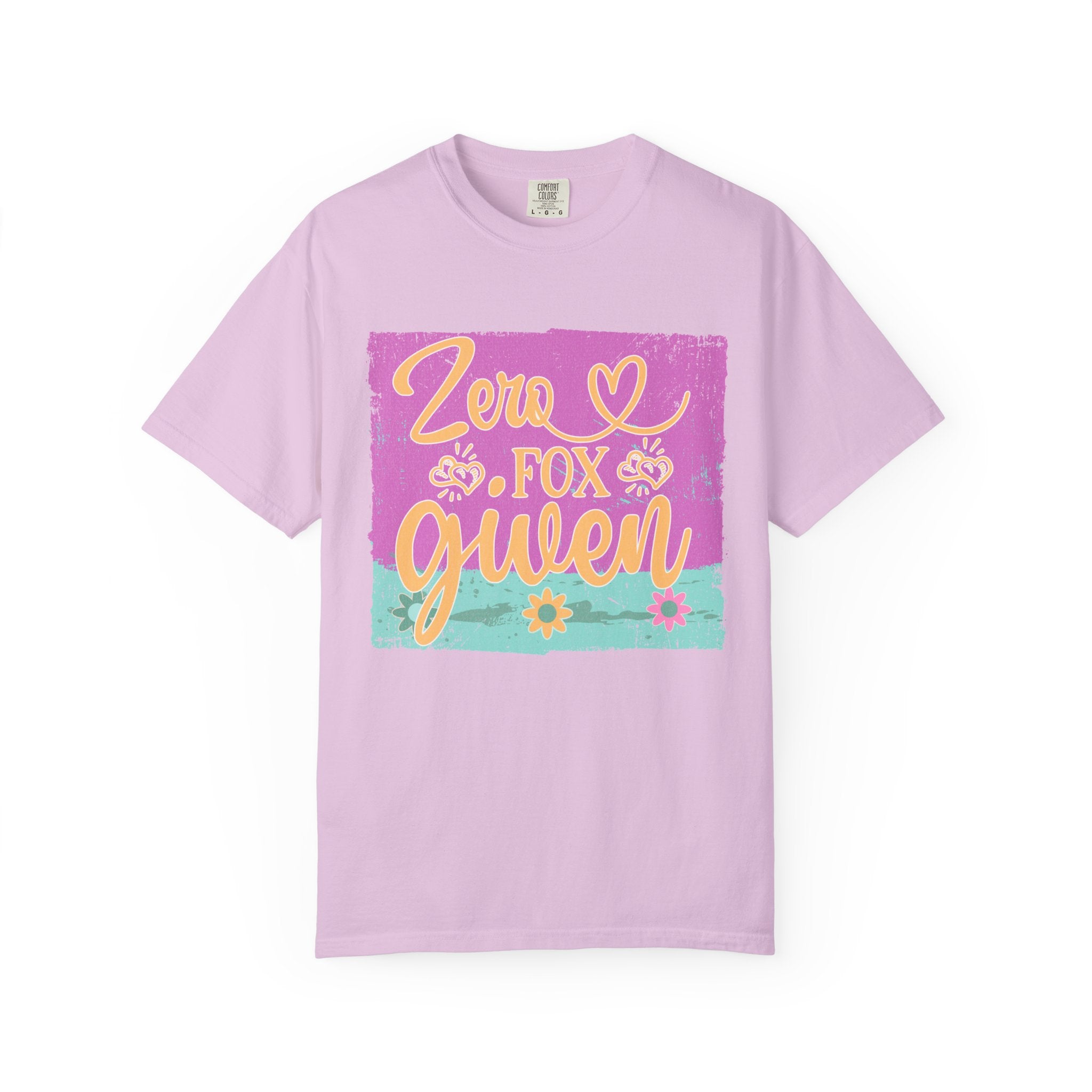 Textured T-Shirt — "Zero Fox Given" Retro Floral Graphic Tee