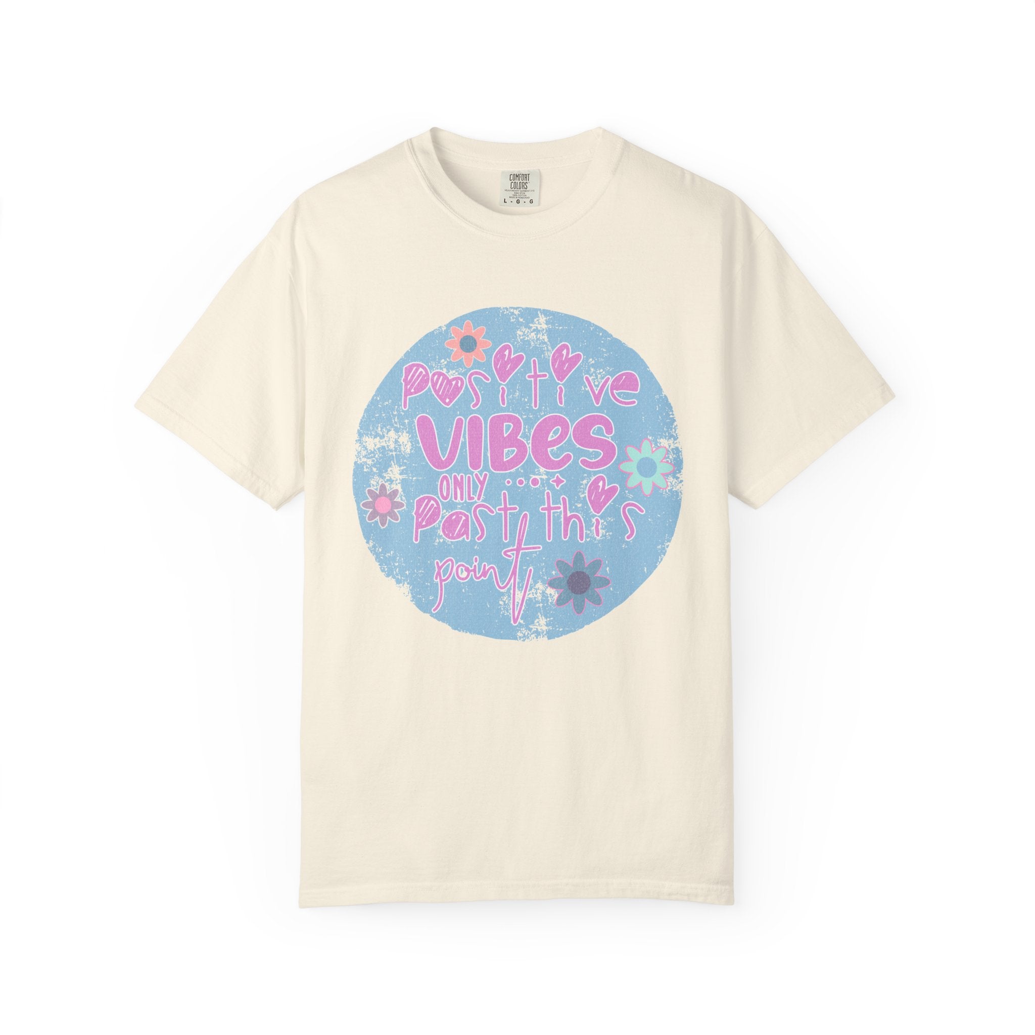 Textured Positive Vibes T-Shirt — Retro Floral ‘Positive Vibes Only’ Graphic Tee