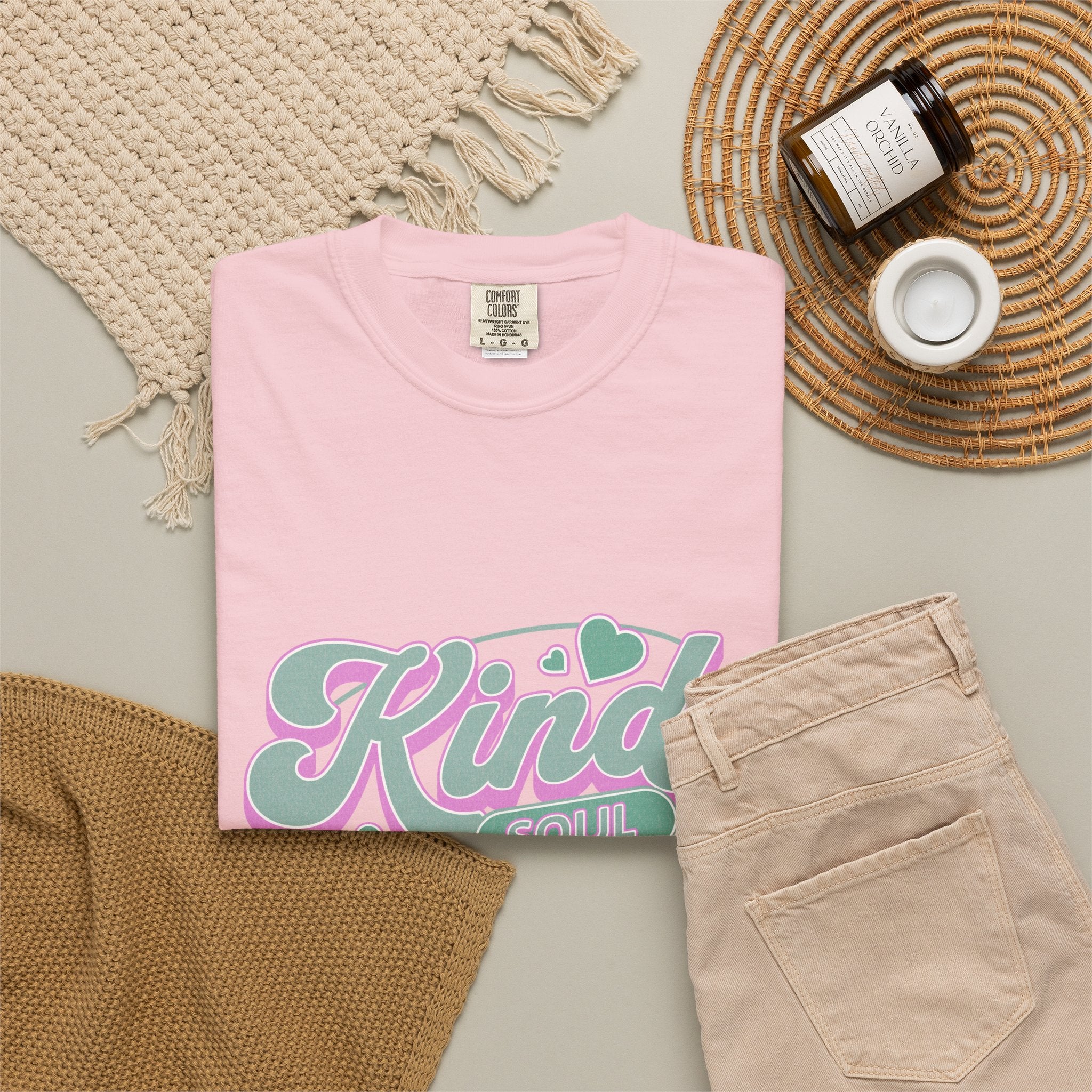 Textured Kind Soul T-Shirt — Retro Pastel Graphic Tee
