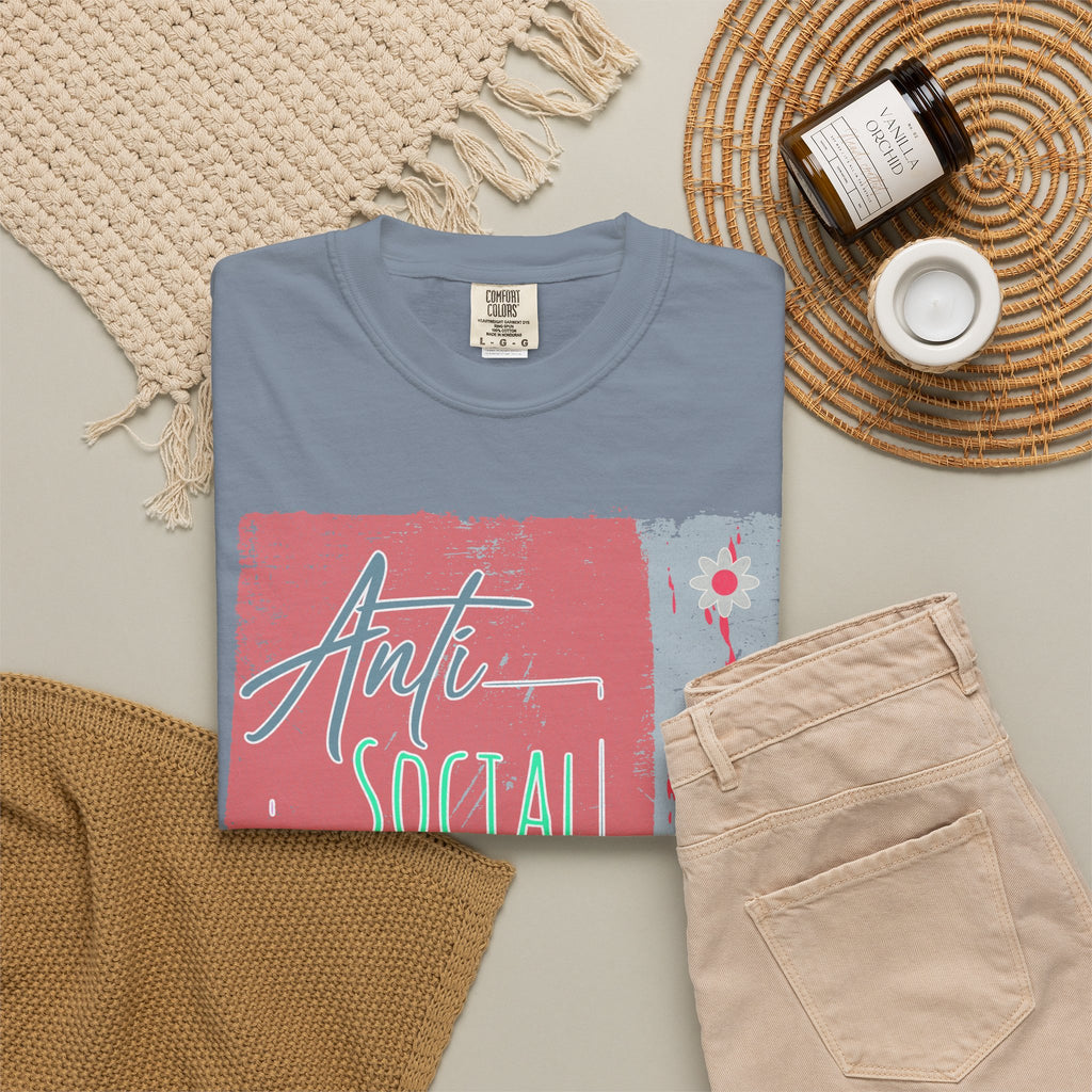 Textured Anti Social Social Club Graphic T-Shirt — Vintage Retro Block Print Tee
