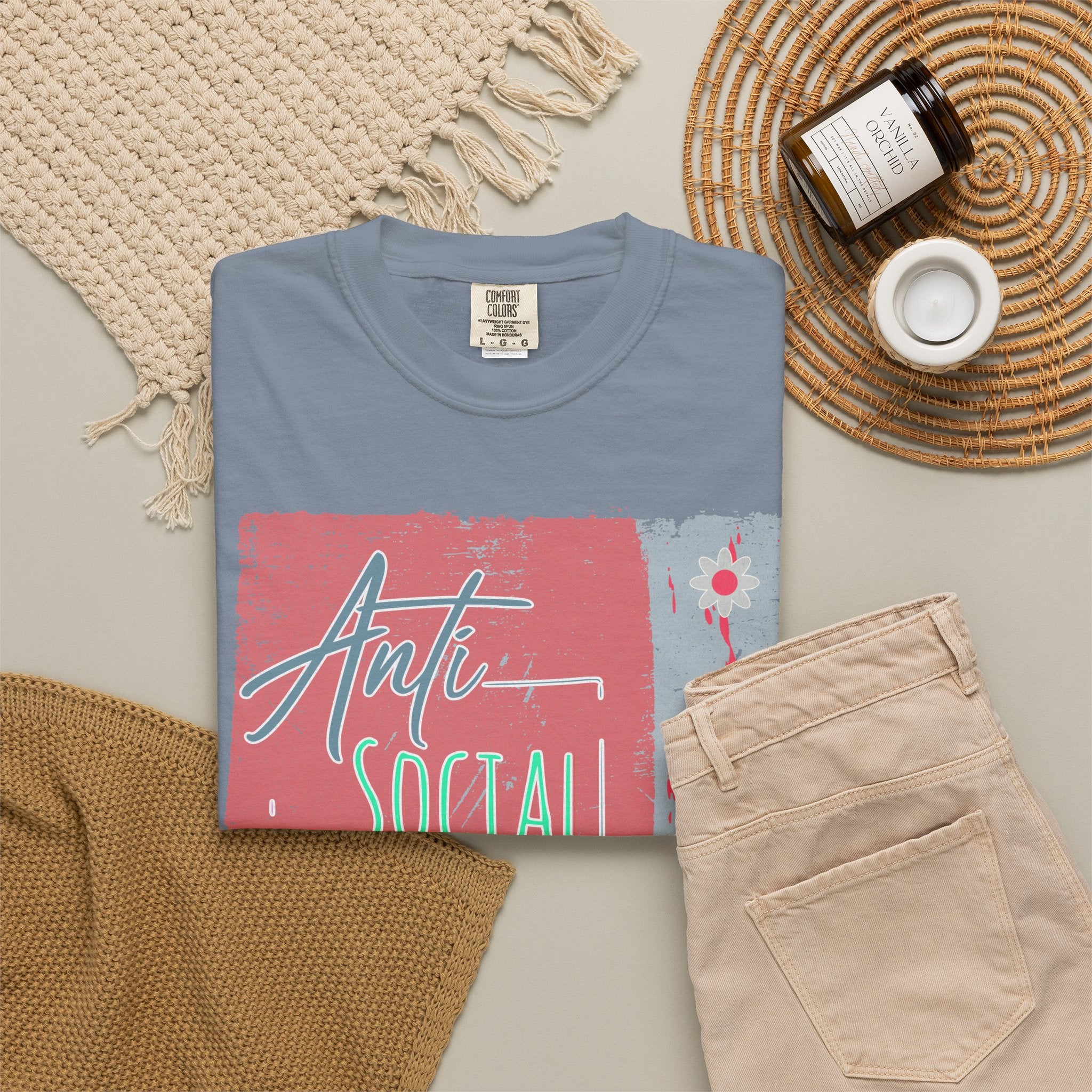 Textured Anti Social Social Club Graphic T-Shirt — Vintage Retro Block Print Tee