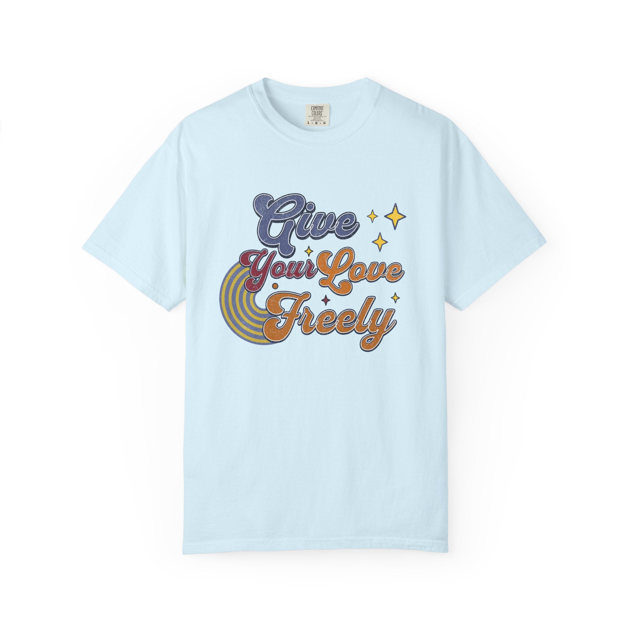 Textured Give Your Love Freely Retro Graphic T-Shirt