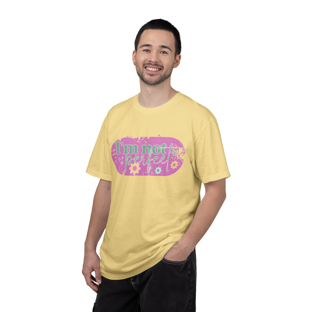 I'm Not Perfect Textured Floral Graphic T-Shirt