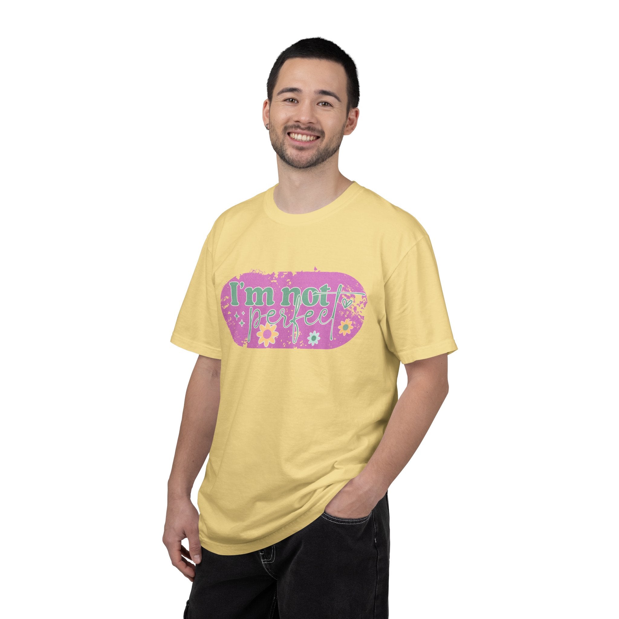I'm Not Perfect Textured Floral Graphic T-Shirt