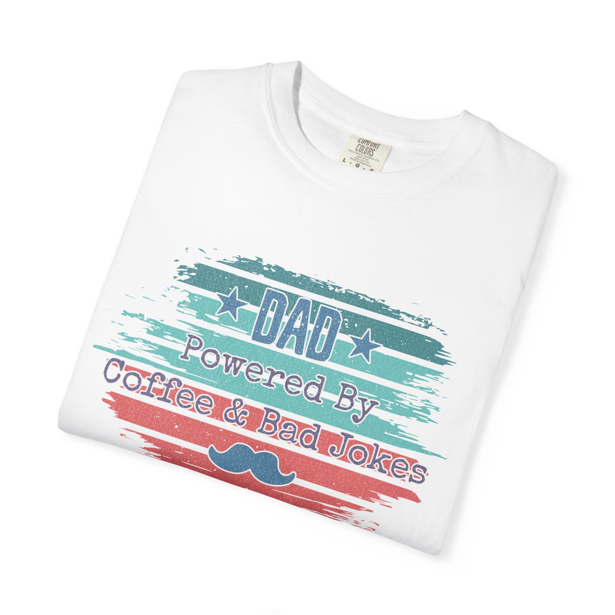Dad "Powered by Coffee & Bad Jokers" Textured T-Shirt