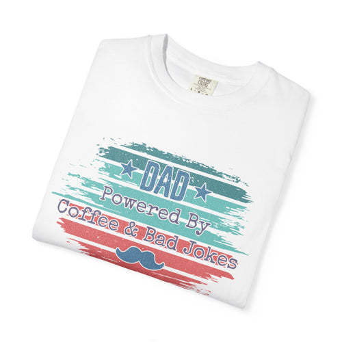 Dad "Powered by Coffee & Bad Jokers" Textured T-Shirt