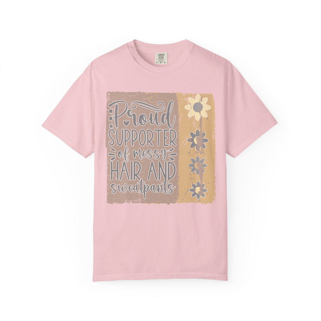 Supporter of Messy Hair and Sweatpants Textured T-Shirt