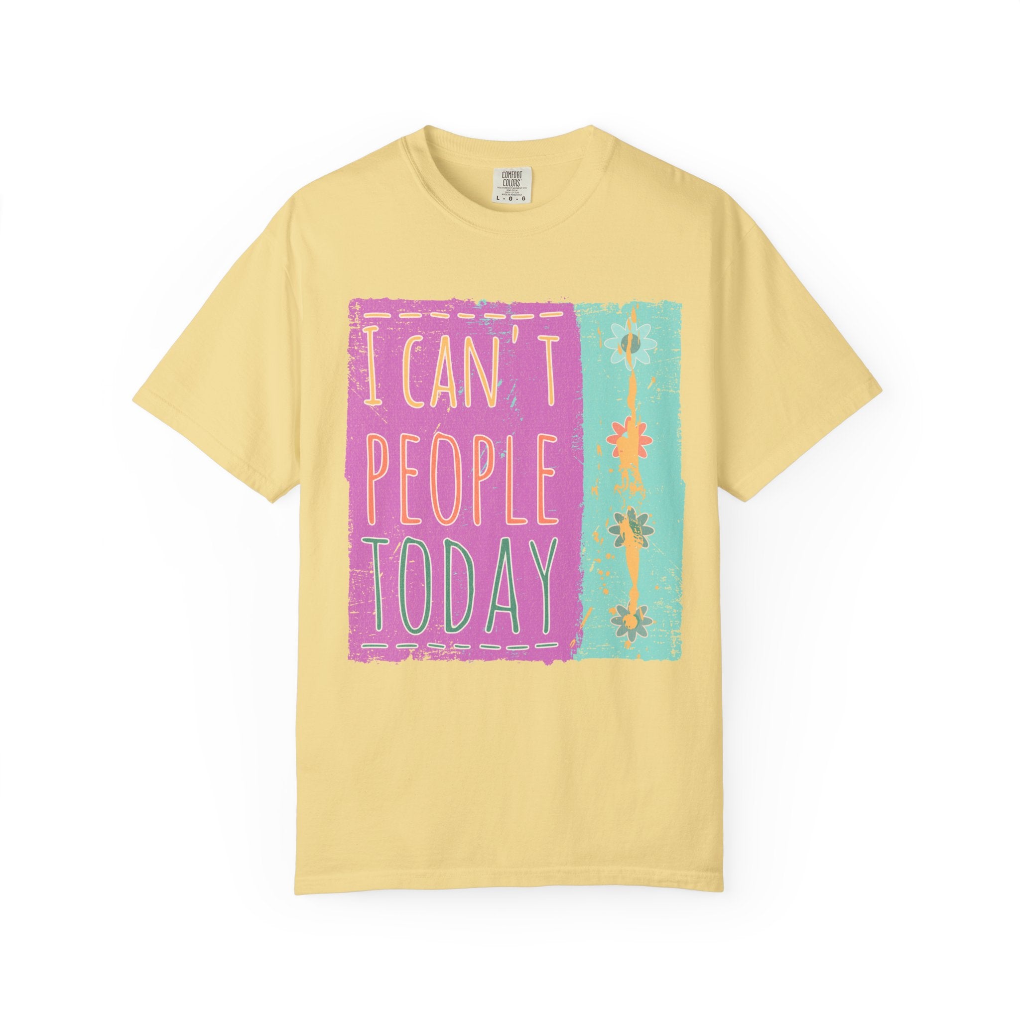 Textured I Can't People Today T-Shirt — Funny Introvert Graphic Tee