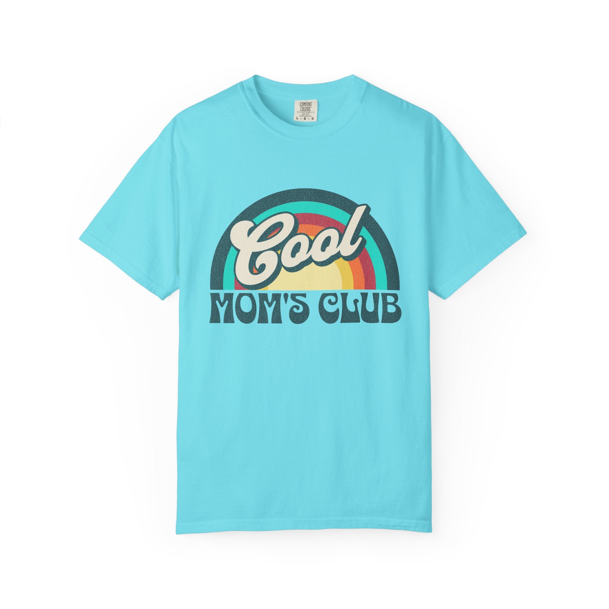 Cool Moms Club Textured T-shirt | Retro Cool Moms Club Rainbow
