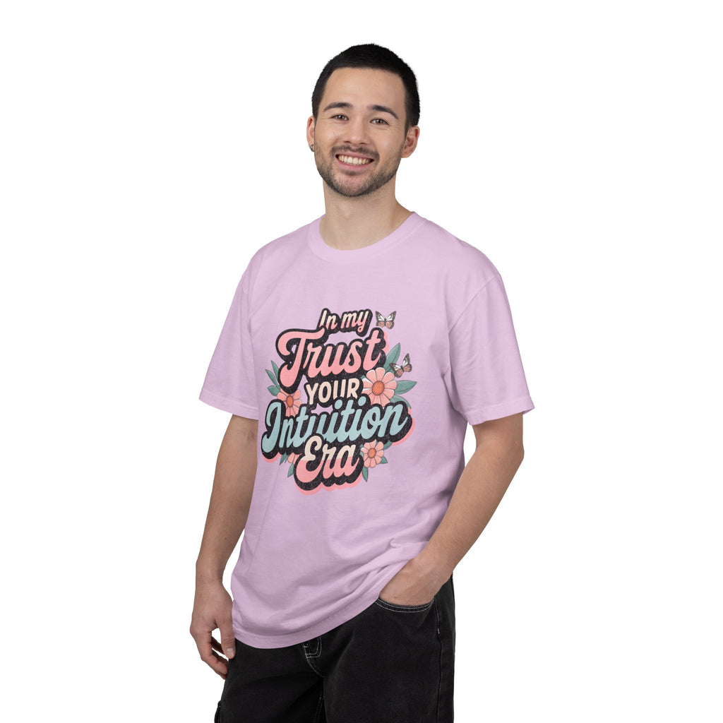 Trust Your Intuition Era T-shirt | Textured Floral Script Typography, Positive Message