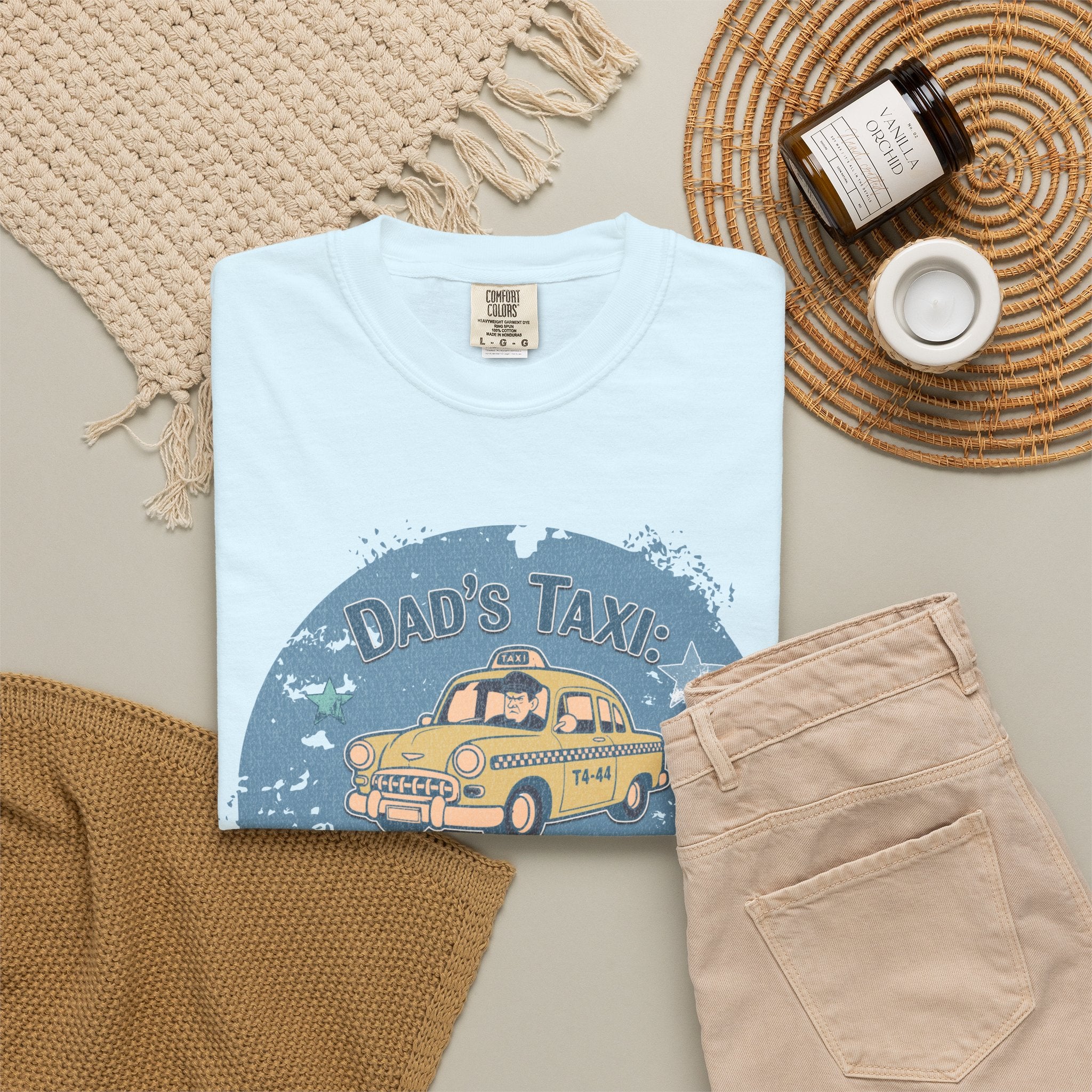 Textured Dad’s Taxi Graphic T-Shirt — “This Ride Includes Unwanted Detours” Vintage Family Humor Tee