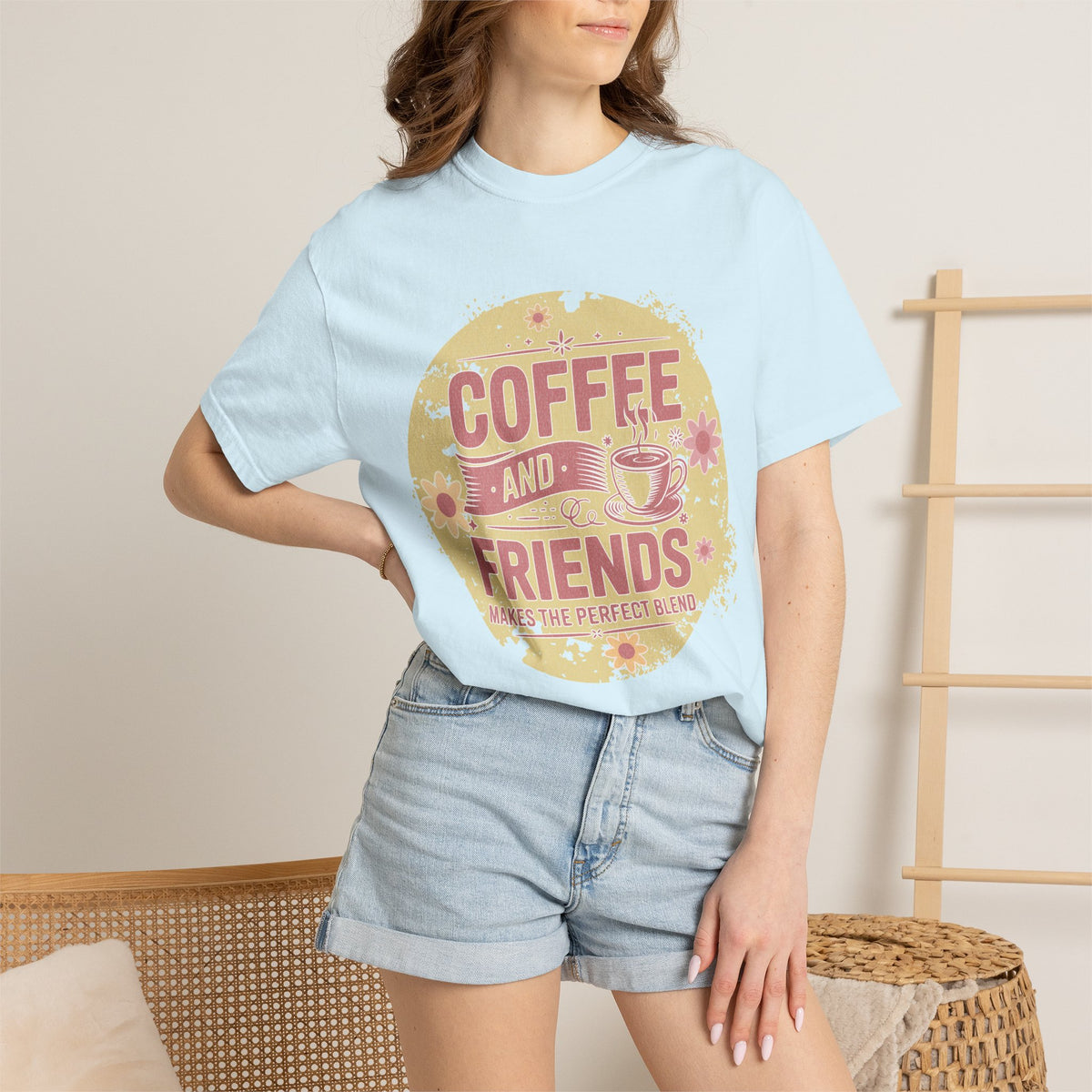 Coffee and Friends Textured T-Shirt — 'Makes the Perfect Blend' Casual Tee